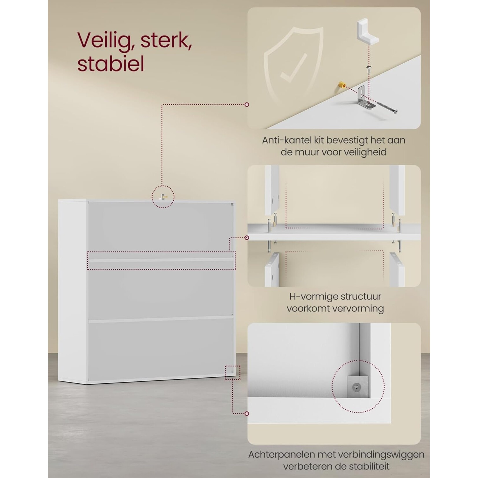 Parya Home Storage cabinet with 6 open compartments and 3 doors - White