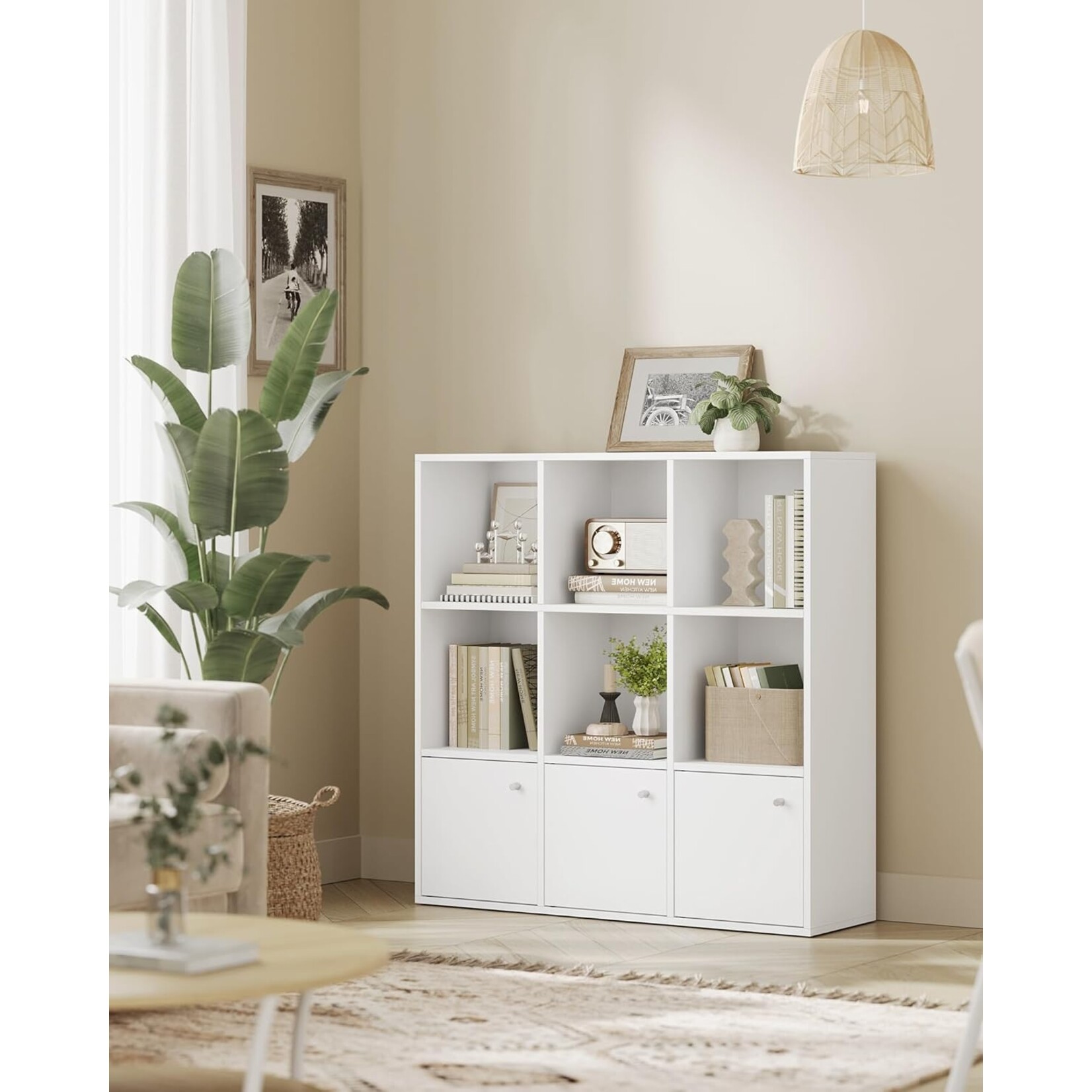 Parya Home Storage cabinet with 6 open compartments and 3 doors - White