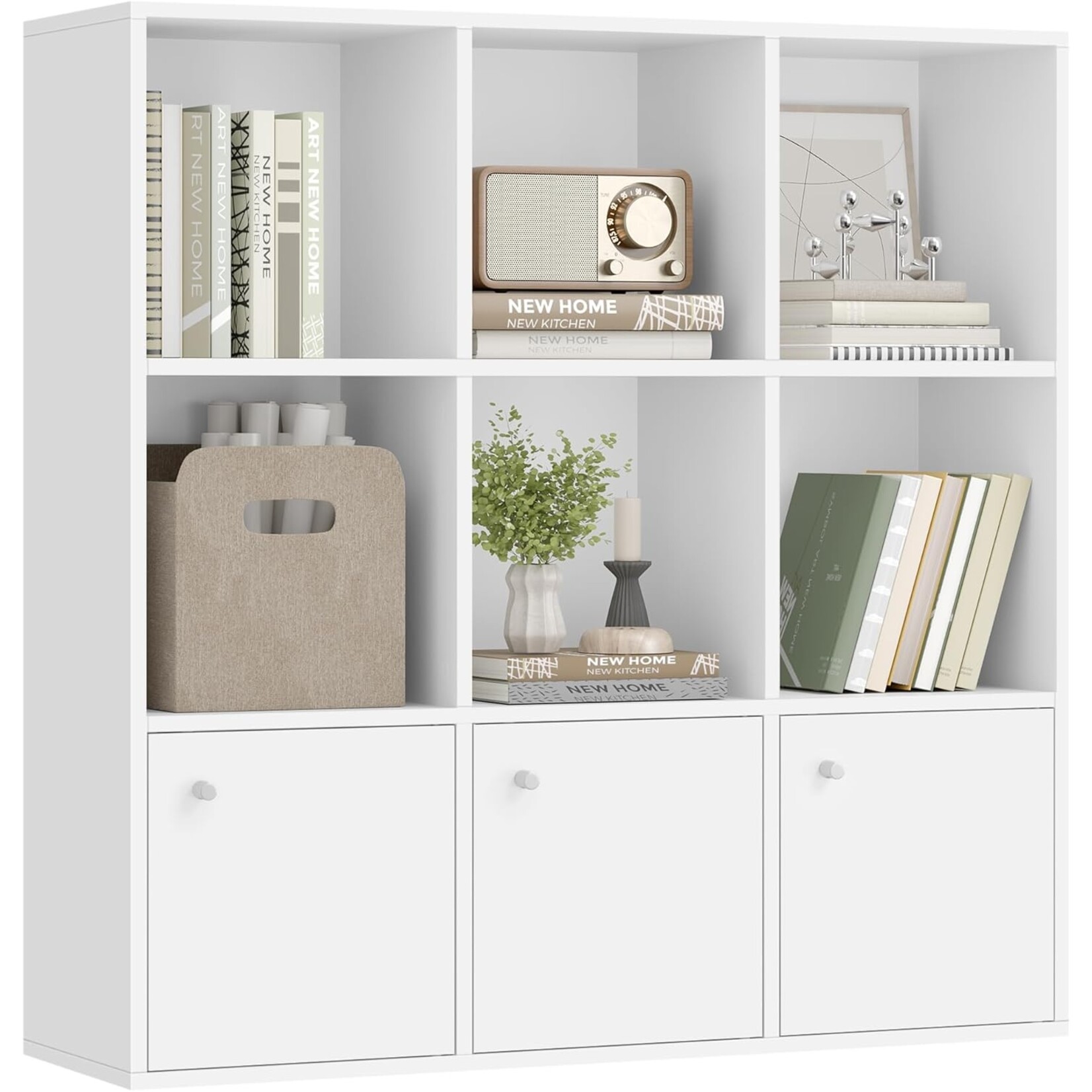 Parya Home Storage cabinet with 6 open compartments and 3 doors - White