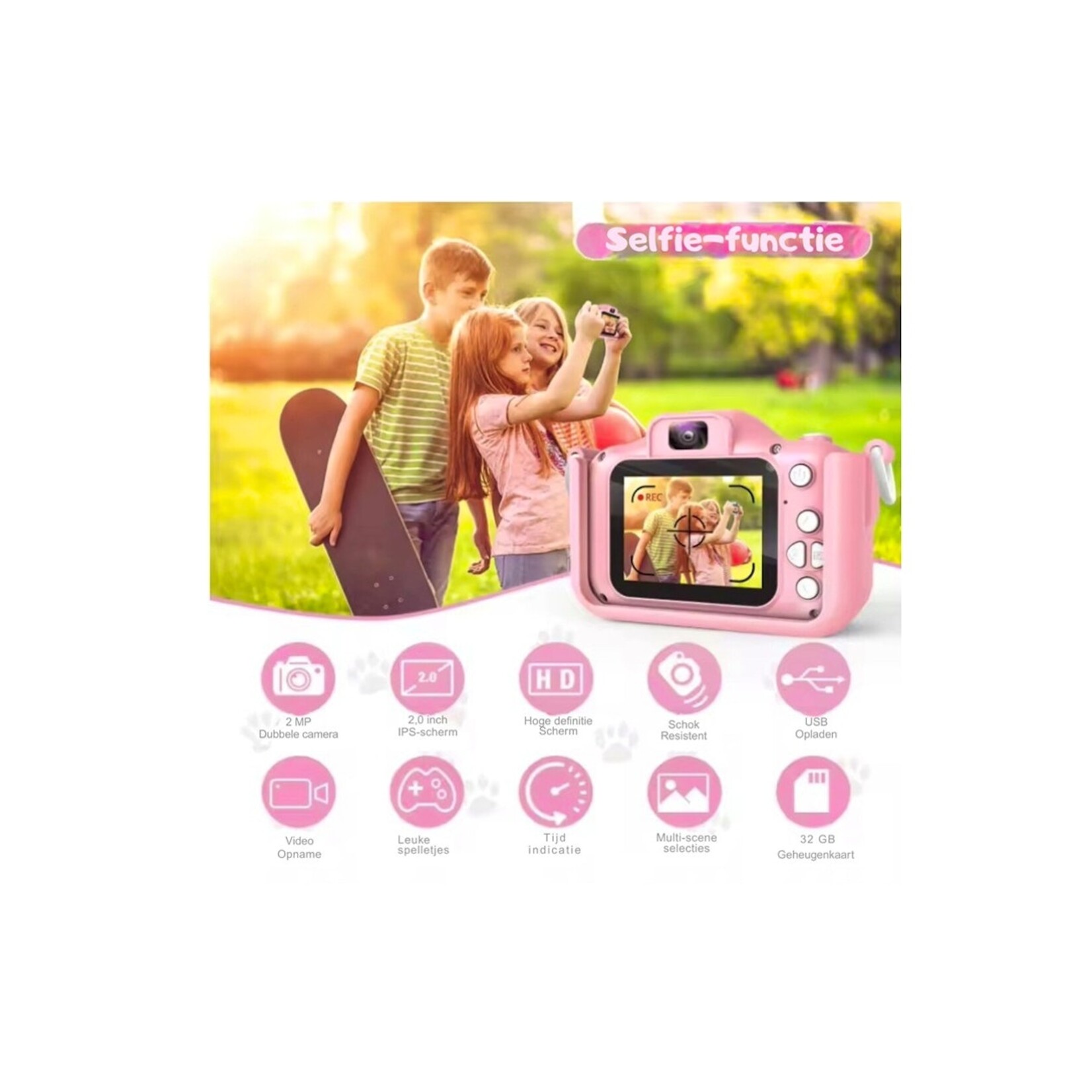 Bobbel Home Digitale Kindercamera HD 1080p - Fototoestel Voor Kinderen