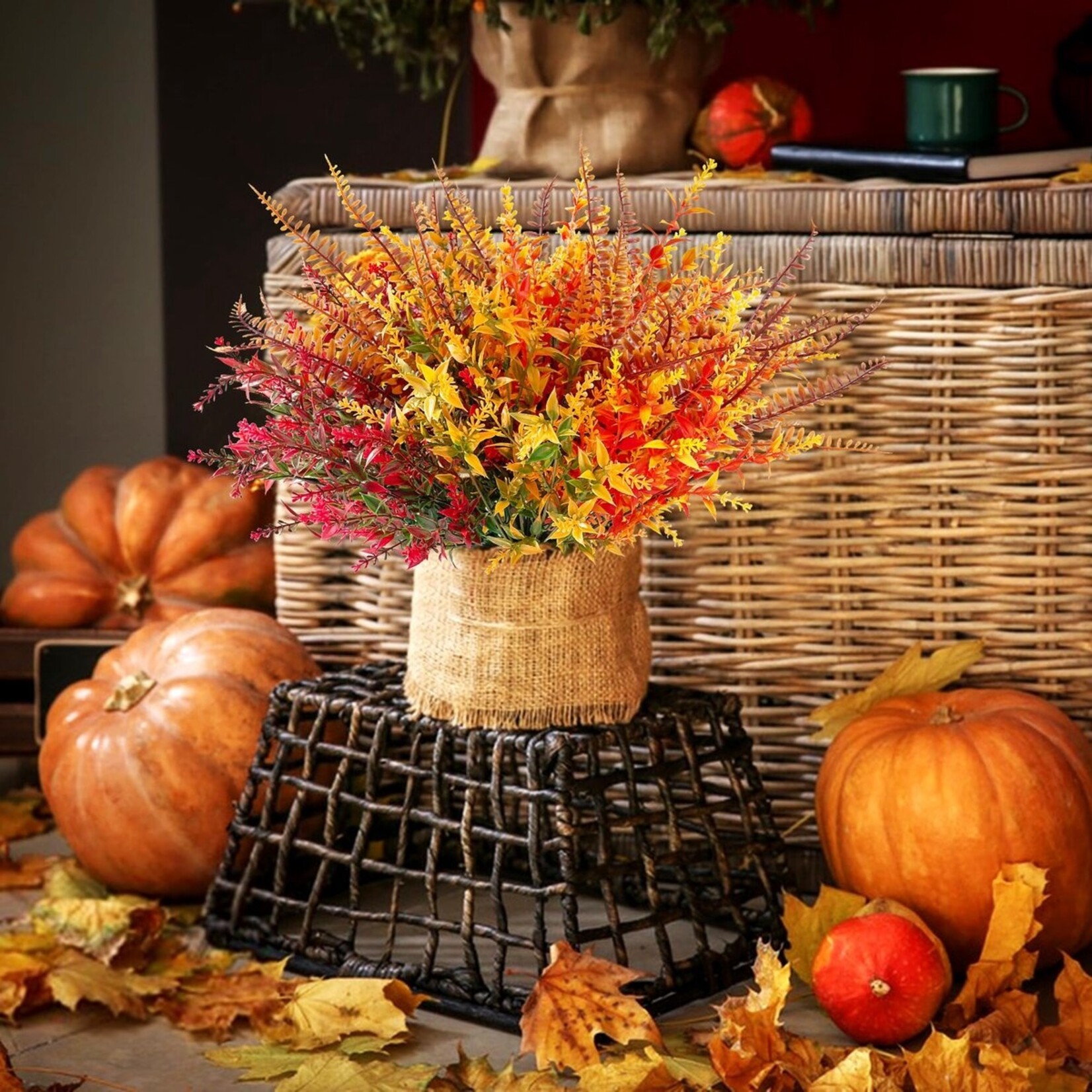 Bobbel home - Herfstboeket - 8 bundels kunstbloemen - balkon - kunstbloemen weerbestendig  - buiten - Kunstbloemen - uv-bestendig
