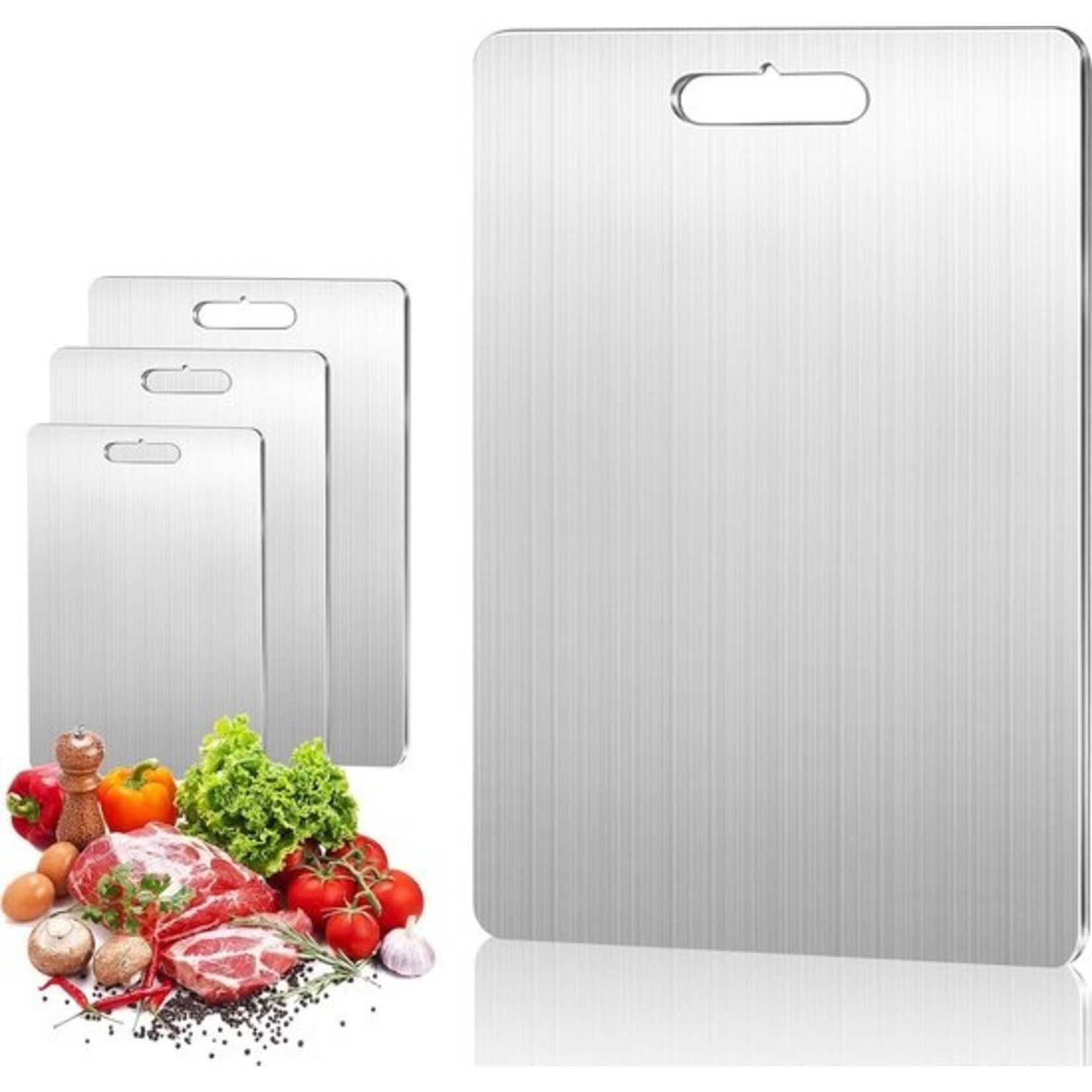 Dutch Wanted Dutch Wanted - Stainless steel  Cutting board - Cutting boards - Dishwasher safe - Rust-free steel - Cutting Boards - Set of 3