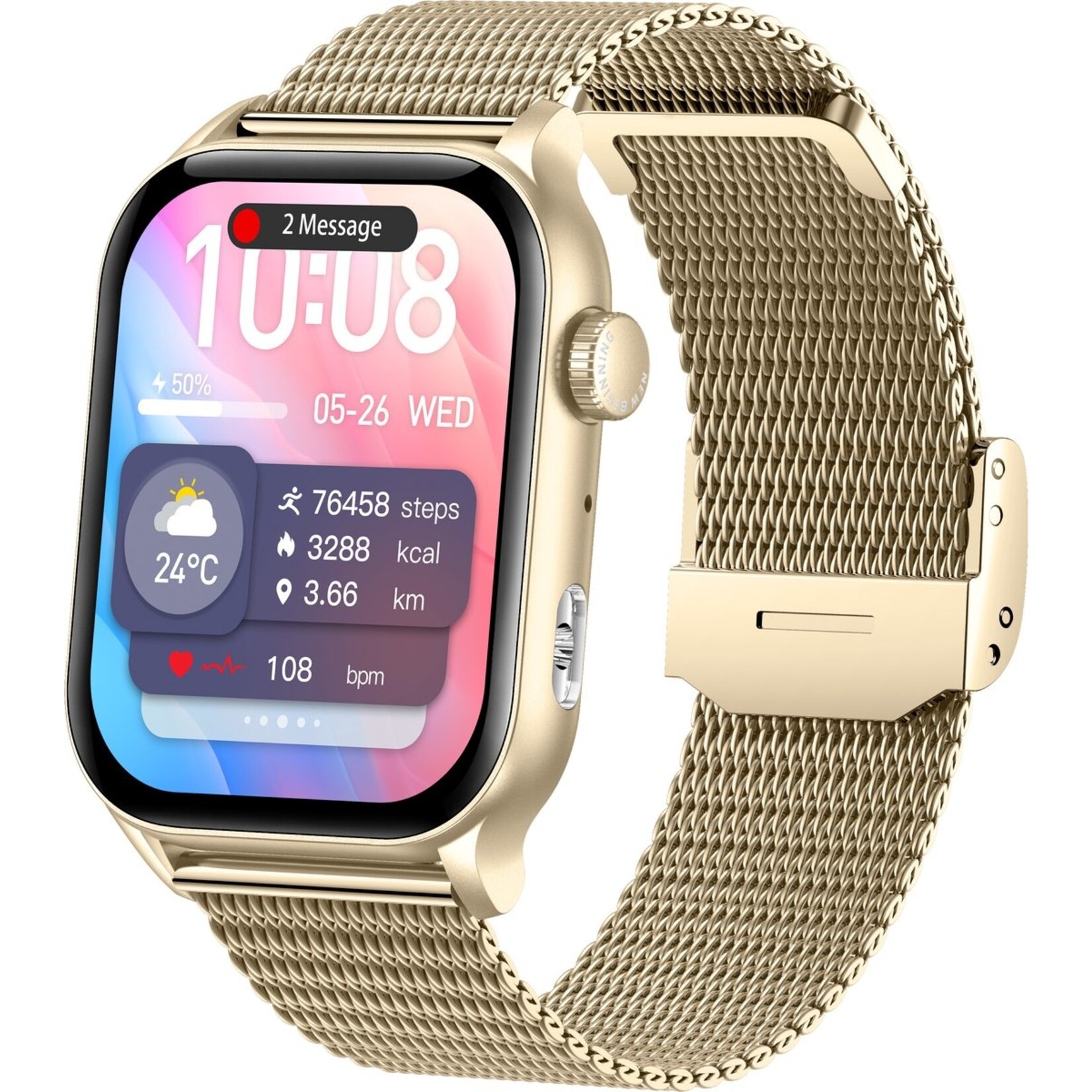 Parya Parya Official gold smartwatch with pedometer
