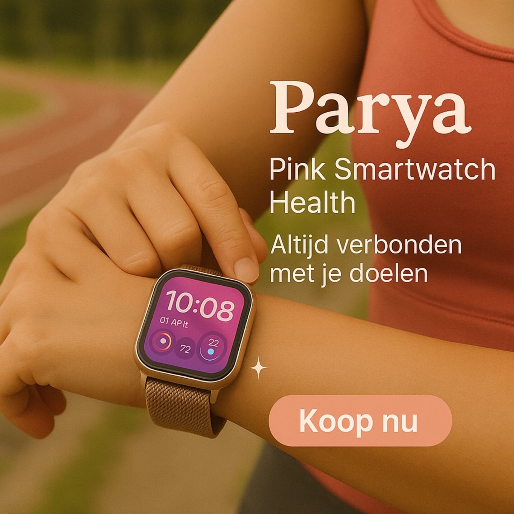 Parya Parya Official gold smartwatch met stappenteller