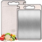 Dutch Wanted Dutch Wanted Roestvrijstalen Snijplank - RVS Snijplank - Dubbelaspfunctie - Cutting Board - Vaatwasserbestendig - Antislip Materiaal - RVS zijdig met Tarwevezel kant - Vermijd Microplastics - Hygiene - BPA Vrij