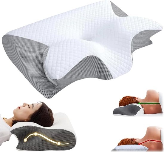 Ademvrij Hoofdkussen - Vlinderkussen - Anti Snurk - CPAP Kussen ✓ Orthopedisch Traagschuim Nekkussen