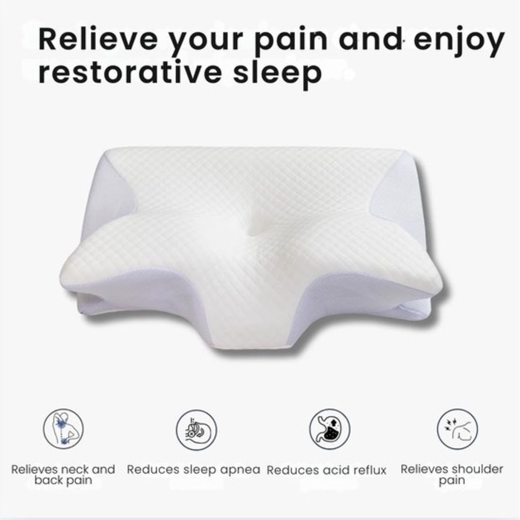 Breathable Pillow - Butterfly Pillow - Anti-Snoring - CPAP Pillow ✓ Orthopaedic Memory Foam Neck Pillow - Ergonomic Butterfly Sleep Pillow - Cervical Pillow - Memory Foam for Neck Problems - Comfortable Bed Pillow - Breathable Pillow Apnoea