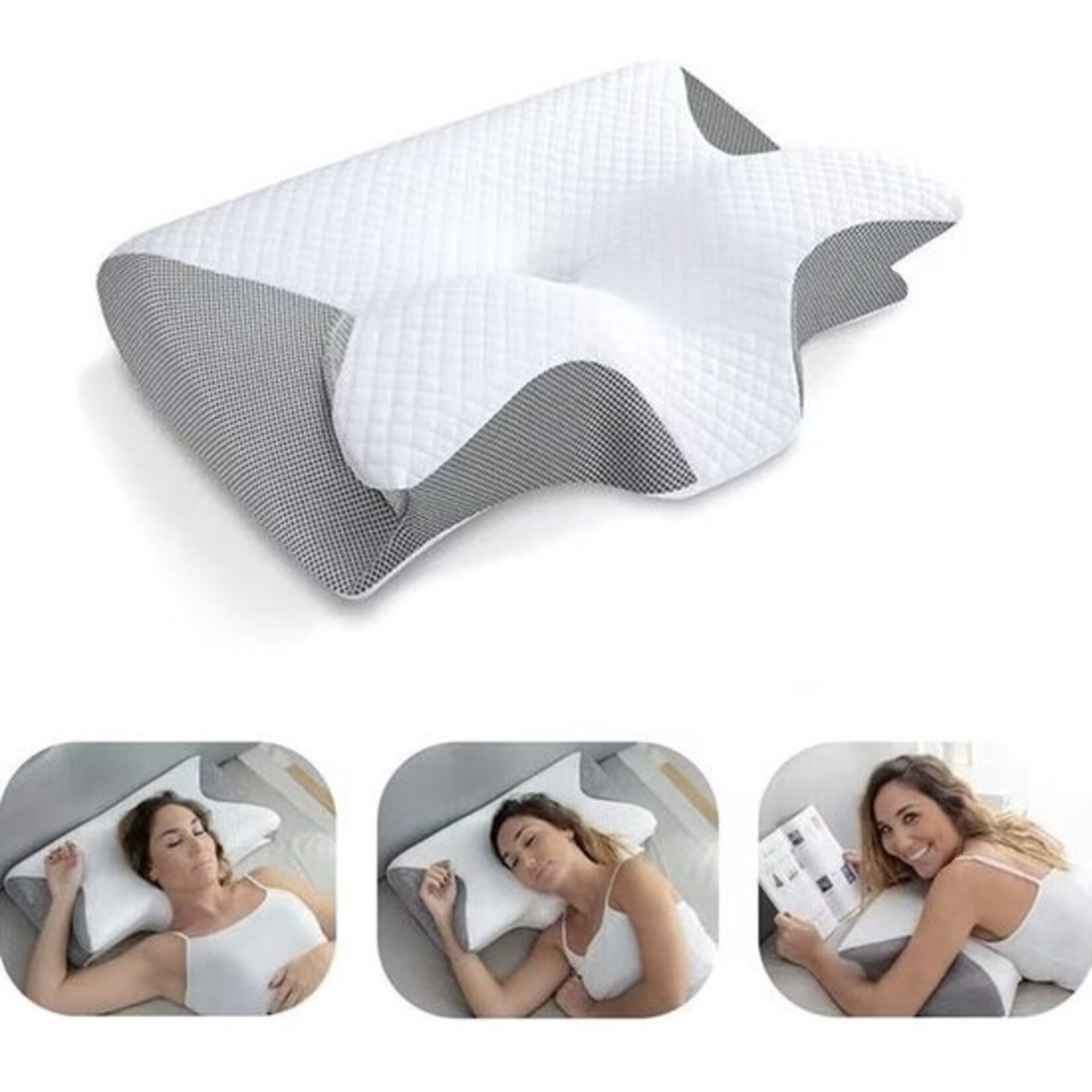 Breathable Pillow - Butterfly Pillow - Anti-Snoring - Pillow - CPAP Pillow ✓ Orthopaedic Memory Foam Neck Pillow - Ergonomic Butterfly Sleep Pillow - Cervical Pillow - Memory Foam for Neck Problems - Comfortable Bed Pillow - Apnoea