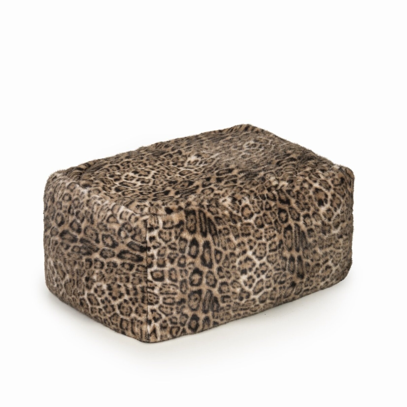 Drop & Sit - blokpoef - sfeervolle teddy - stijlvolle bontlook (faux) - panter lichtbruin - 75x50x40 cm - extra comfortabel en heerlijk zacht