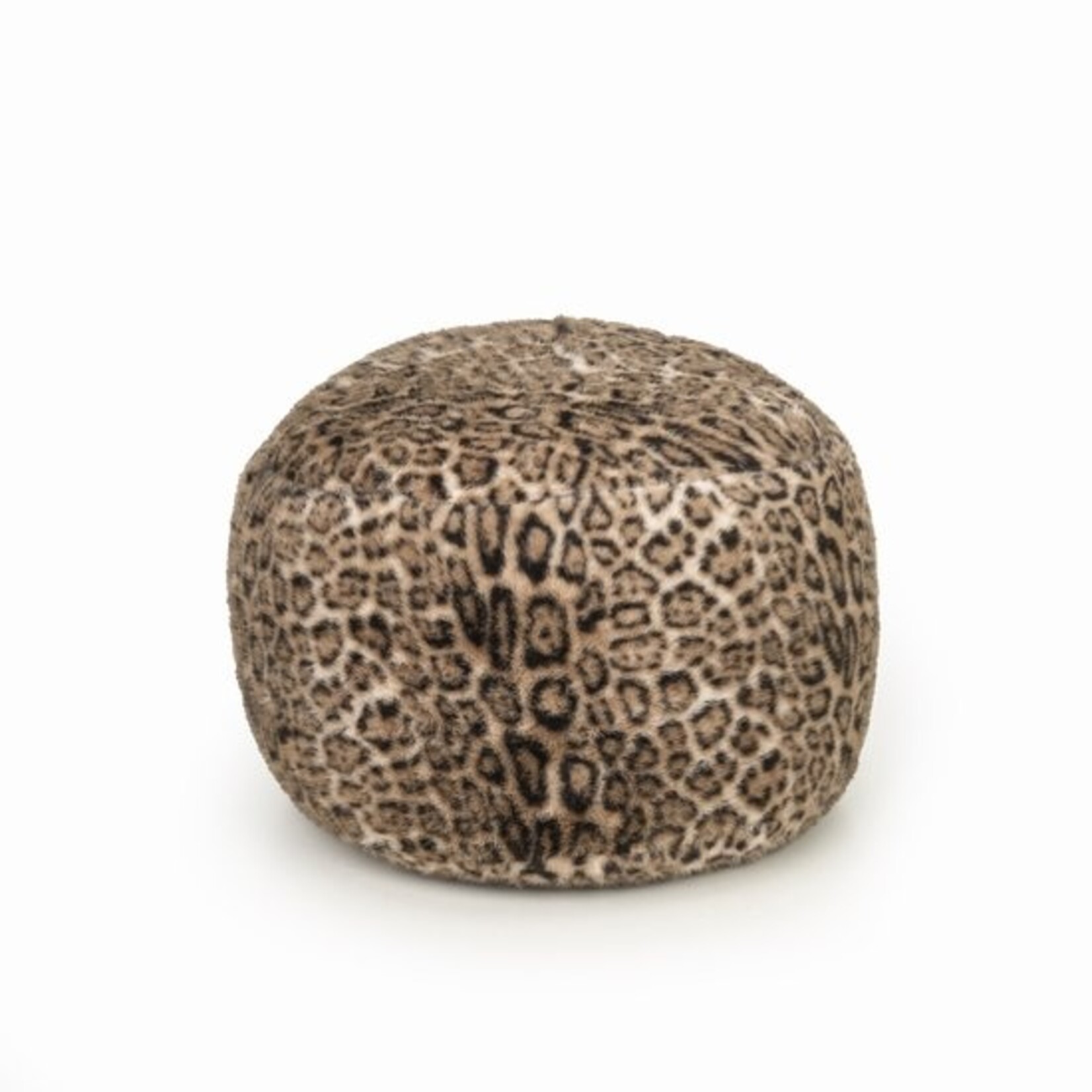 Drop & Sit - pouf - cozy teddy bear - stylish faux fur look - leopard print - light brown - Ø 50 cm - extra comfortable and wonderfully soft