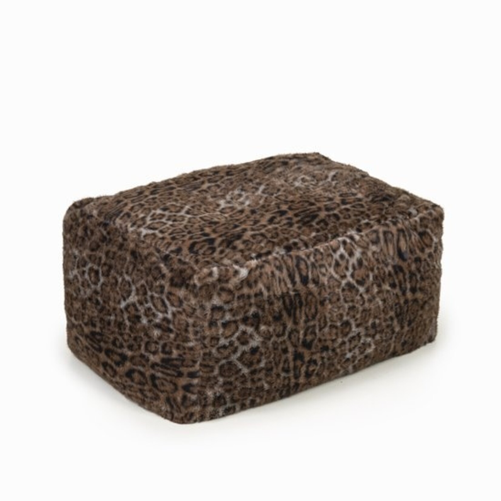 Drop & Sit - blokpoef - sfeervolle teddy - stijlvolle bontlook (faux) - panter donkerbruin - 75x50x40 cm - extra comfortabel en heerlijk zacht