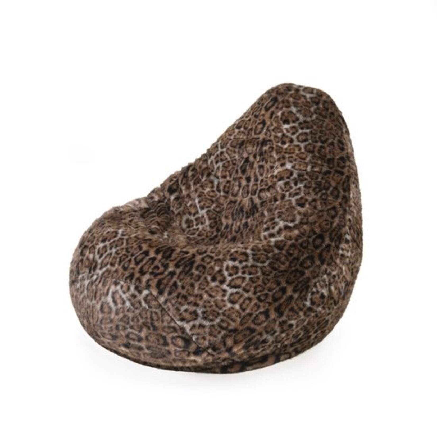 Drop & Sit - compact beanbag - stylish fur look - leopard print - dark brown - 180 liters with removable inner bag