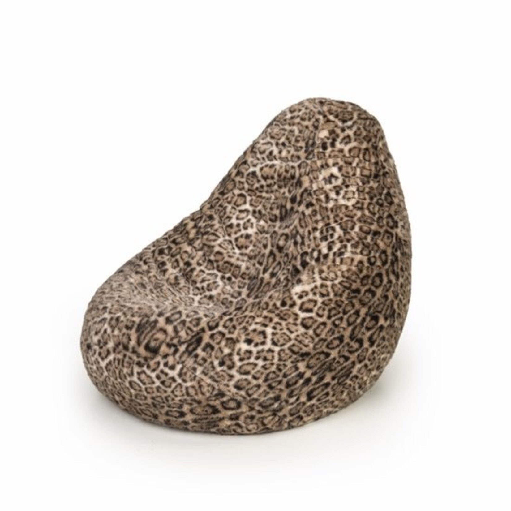 Drop & Sit - compact beanbag - stylish fur look - leopard print - light brown - 180 liters with removable inner bag - Copy