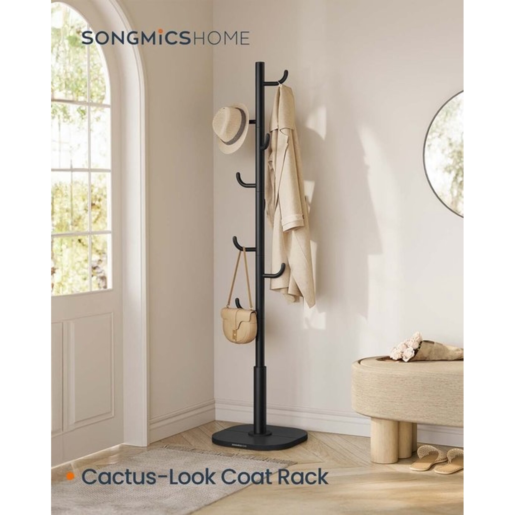 Coat rack – Cactus-shaped – 8 hooks – Upward-curving ends