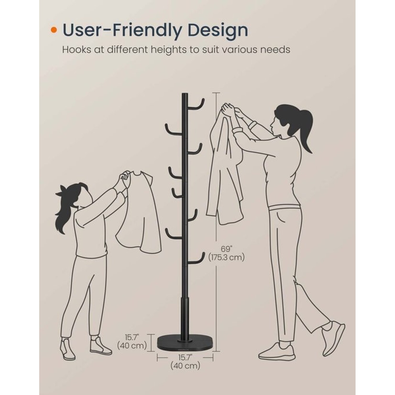 Coat rack – Cactus-shaped – 8 hooks – Upward-curving ends