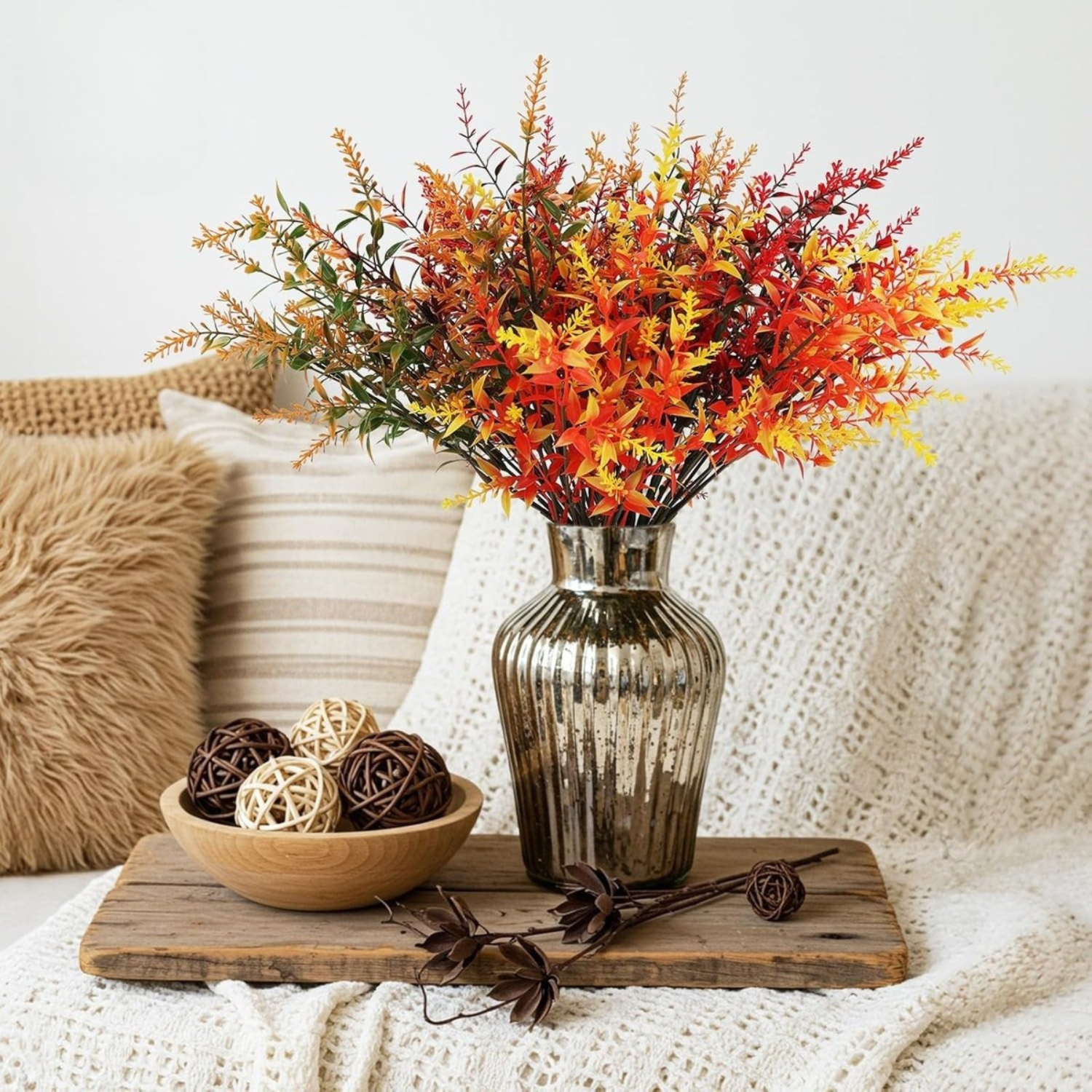 Bobbel home - Herfstboeket - 8 bundels kunstbloemen - balkon - kunstbloemen weerbestendig  - buiten - Kunstbloemen - uv-bestendig