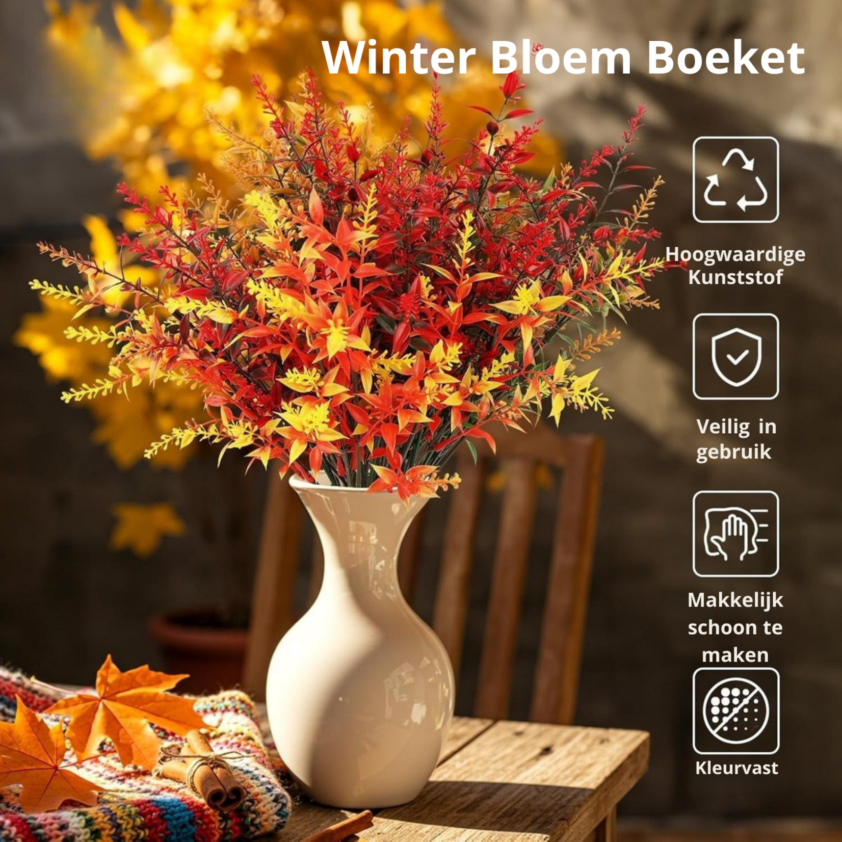Bobbel home - Herfstboeket - 8 bundels kunstbloemen - balkon - kunstbloemen weerbestendig  - buiten - Kunstbloemen - uv-bestendig