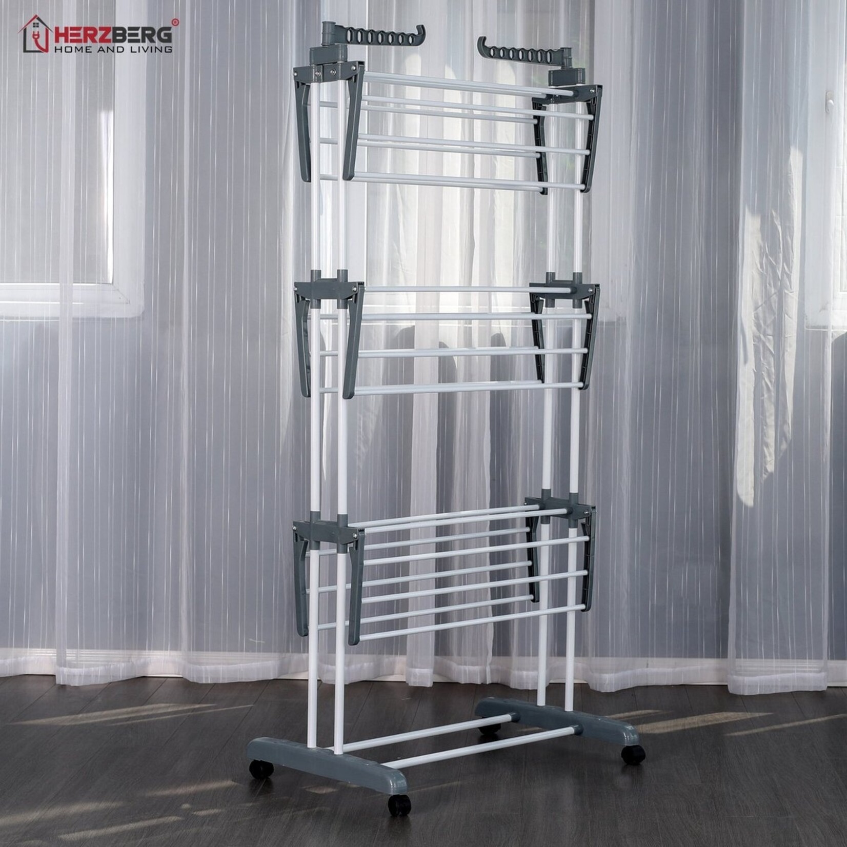 Herzberg HG-8034GRY Droogrek - Inclusief Wielen - Grijs