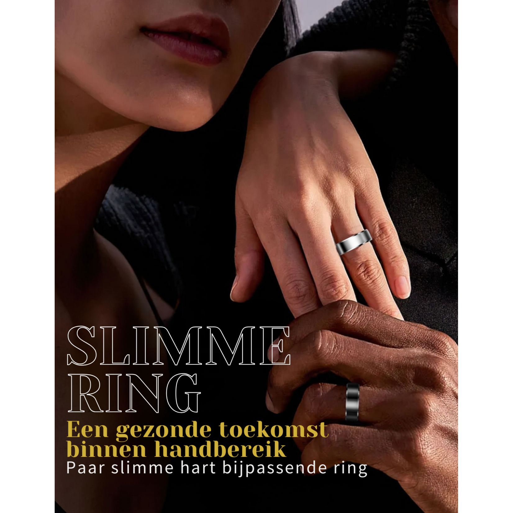 Parya Home Parya - Smart Ring - European ring size 62- Waterproof - Sleep Monitor - Heart Rate Monitor - SpO2 Monitor - Daily Activity Tracking - Mobile App - Black - Copy