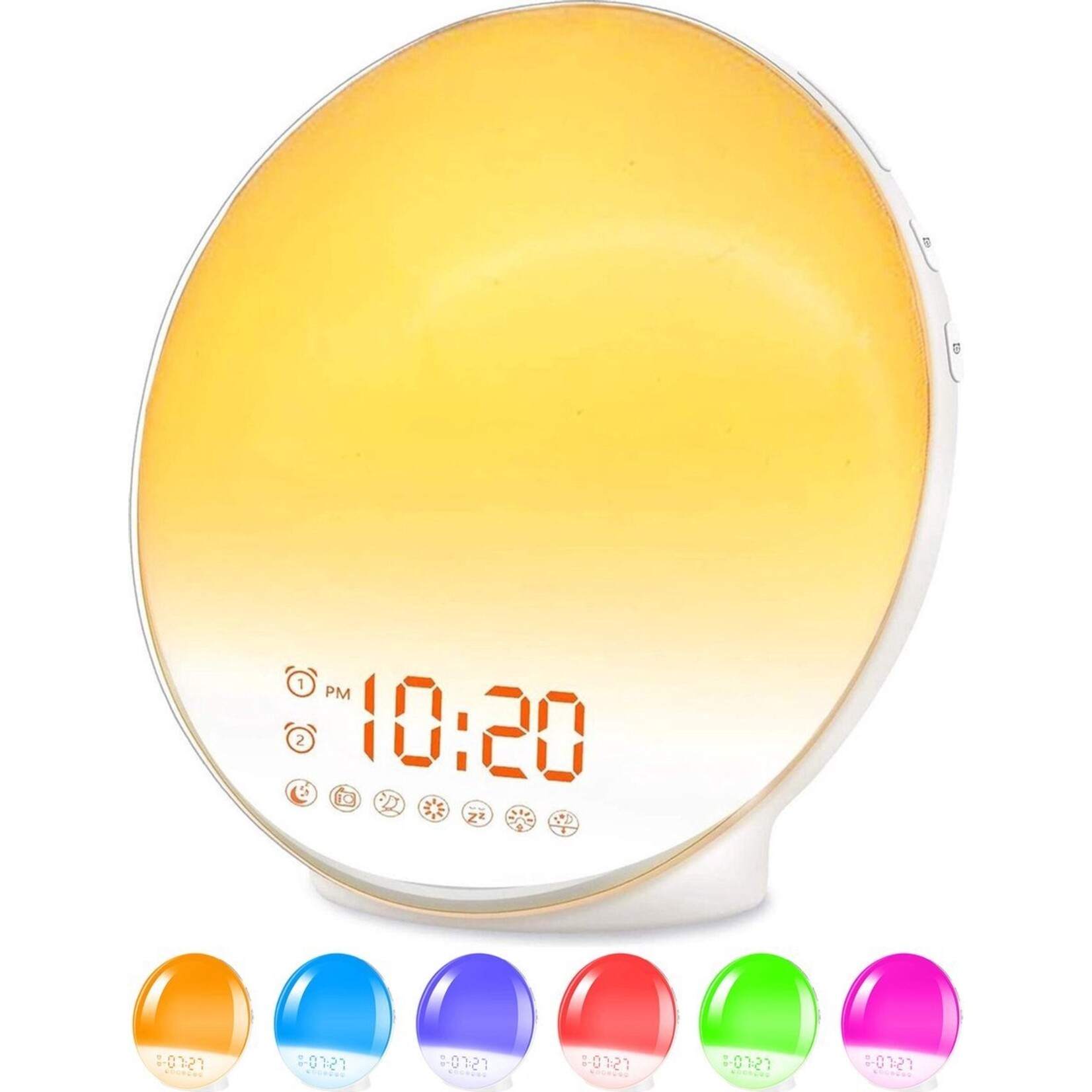 Wake up light – Wekkerradio – Nachtlamp – Bedlamp – Lichttherapielamp – Wit