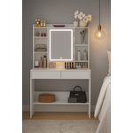 Bobbel Home Bobbel Home - Witte Kaptafel met LED Spiegel – Moderne Make-up Tafel met 2 Laden en Opbergplanken