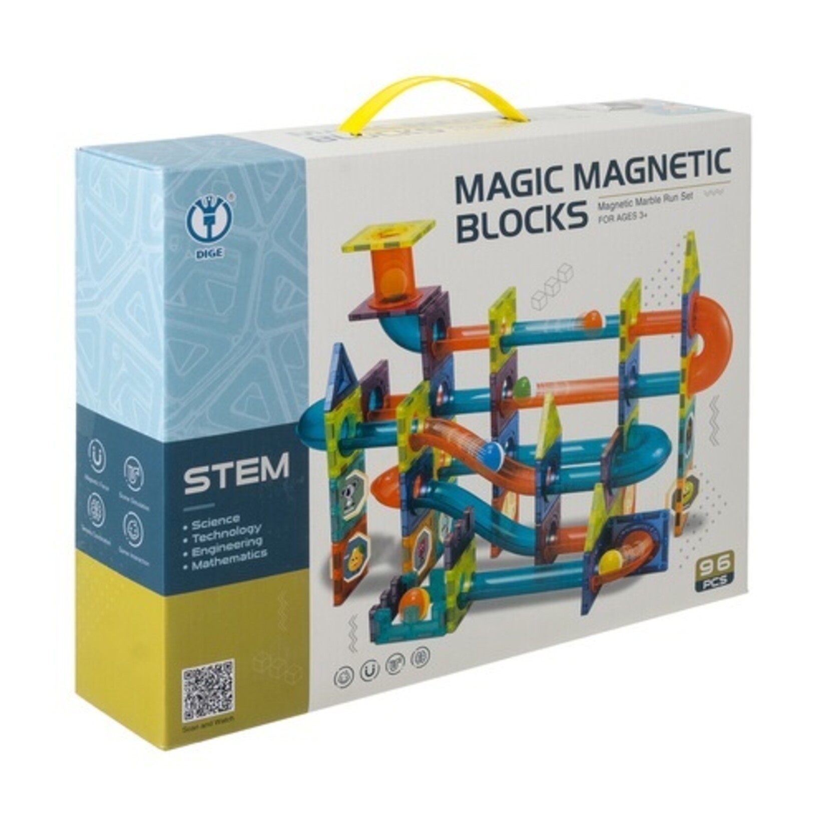 Bobbel Home Magnetic Building Set 96 Pieces - Magnetic Tiles - 3D Building Blocks - Construction Toys - Creative Toys - Educational Toys for Kids 3+