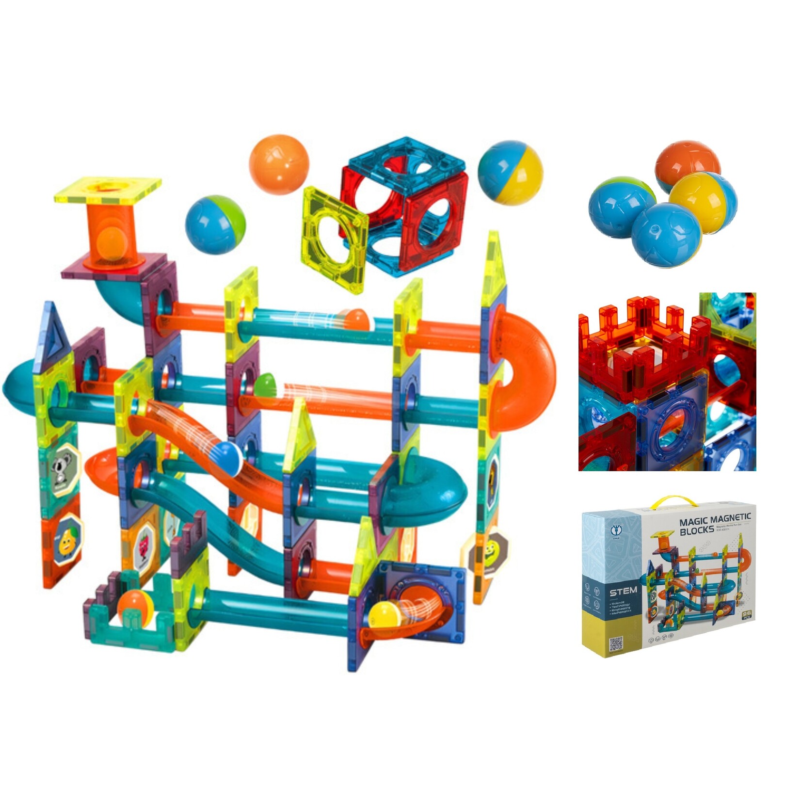 Bobbel Home Magnetic Building Set 96 Pieces - Magnetic Tiles - 3D Building Blocks - Construction Toys - Creative Toys - Educational Toys for Kids 3+