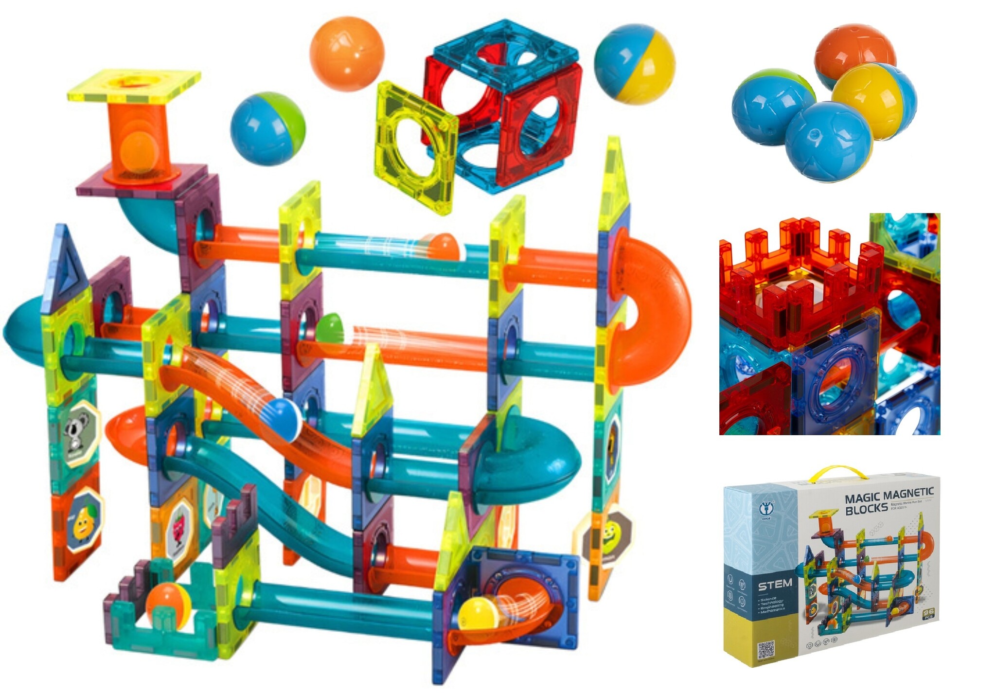 Bobbel Home Magnetische Bouwset 96 Delig - Magnetische Tegels - 3D Bouwblokken - Constructie Speelgoed - Creatief Speelgoed - Educatief Speelgoed Kinderen 3+