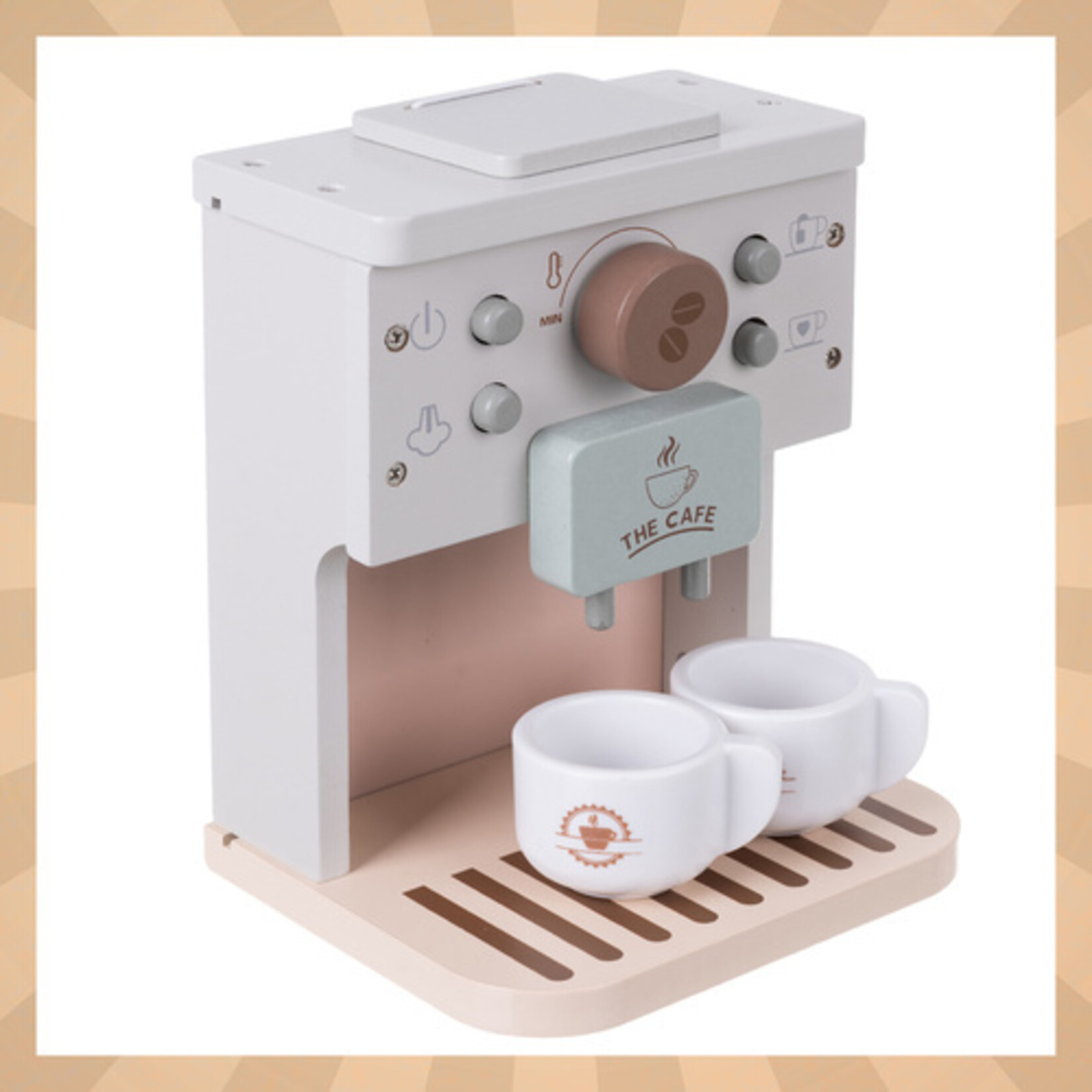Bobbel Home Bobbel Home Wooden Coffee Maker - Toy Coffee Machine - Wooden Kitchen Toy - Role Play Toy - Barista Playset Kids