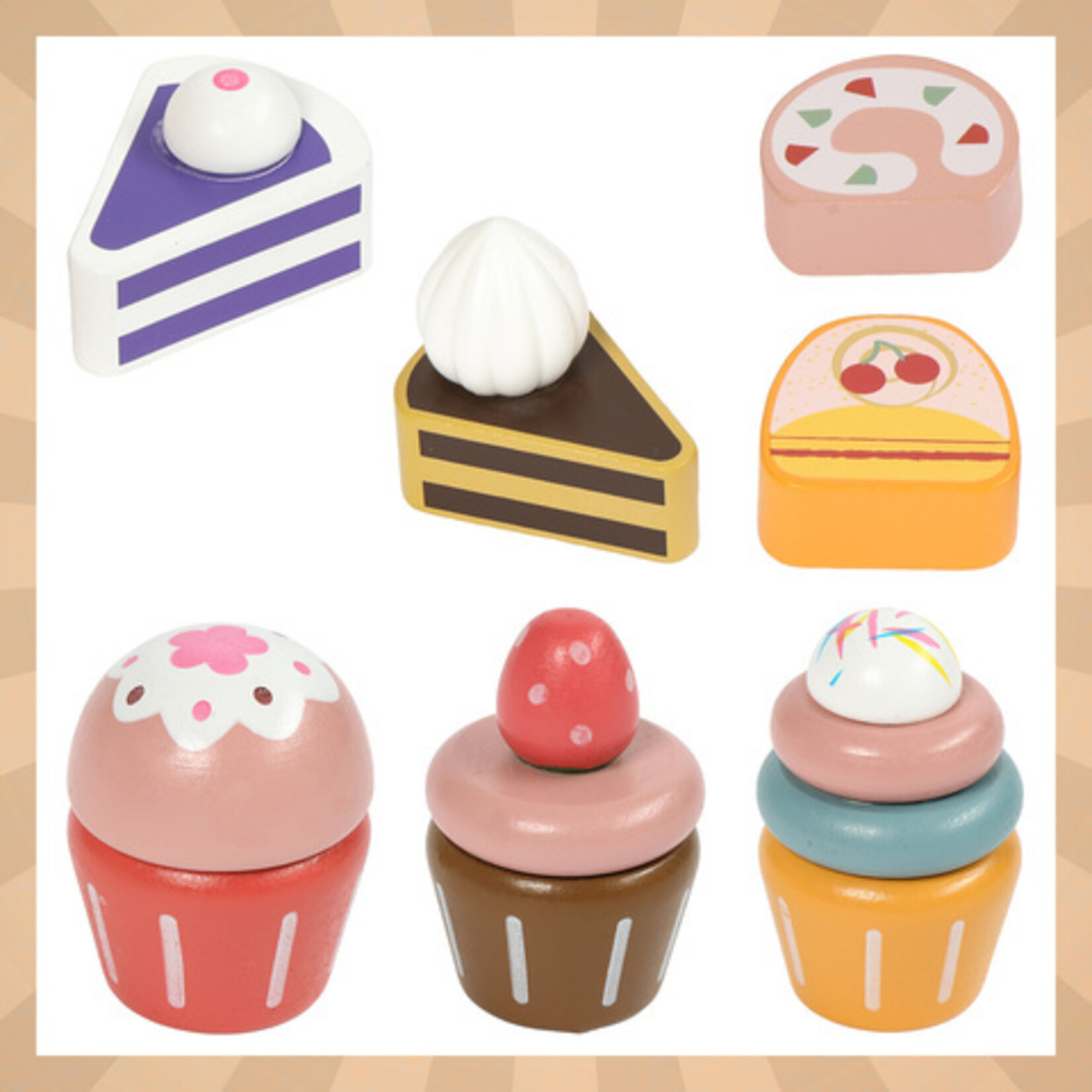 Bobbel Home Bobbel Home - Houten Theeservies - Theeservies Speelgoed - Kinder servies - Houten Speelgoed - Kinderservies set - Theeset met Dienblad - 15 Delig - Met Taartplateau - Rollenspel Speelgoed Kinderen 3+