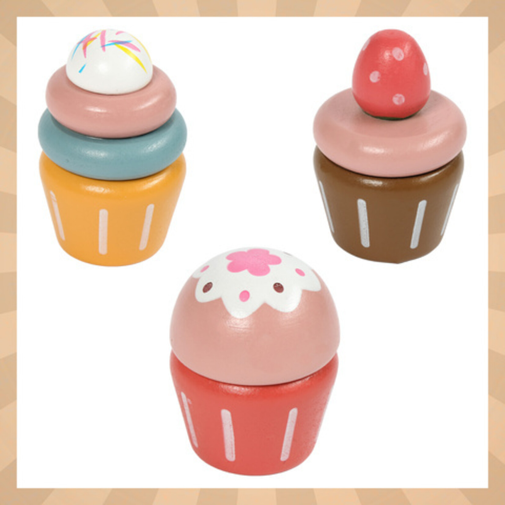 Bobbel Home Bobbel Home - Wooden Tea Set - Tea Set Toys - Children's Tableware - Wooden Toys - Children's Tableware Set - Tea Set with Tray - 15 Pieces - With Cake Stand - Role-Play Toys Children 3+