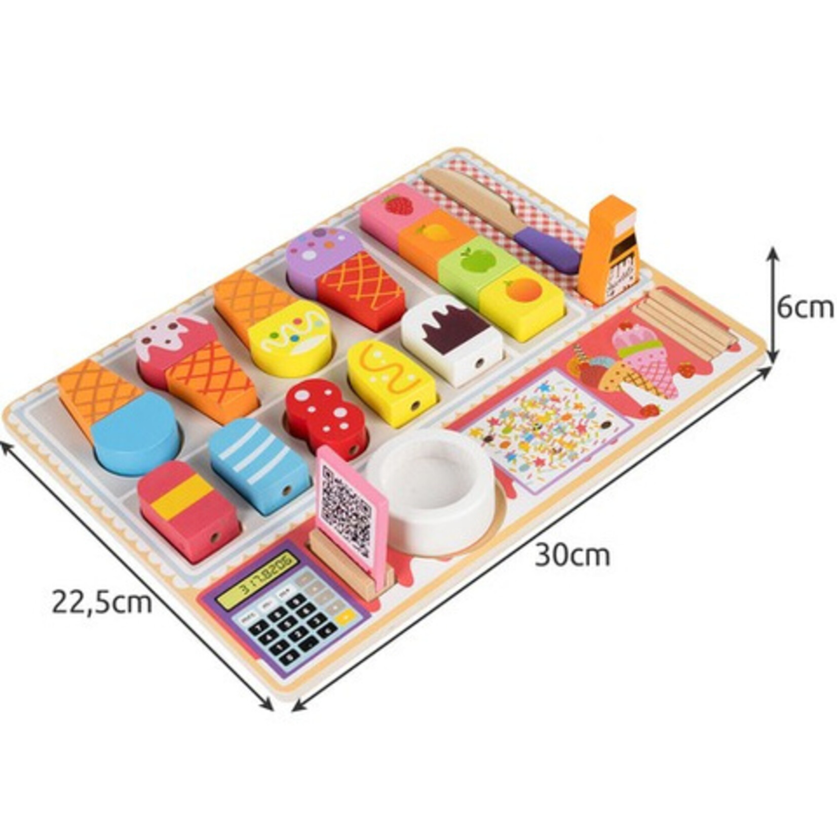 Bobbel Home Bobbel Home - Houten ijs set - ijs set Speelgoed - Kinder ijs set - Houten Speelgoed - Kinder speelgoed  - 32 Delig - Rollenspel Speelgoed Kinderen 3+
