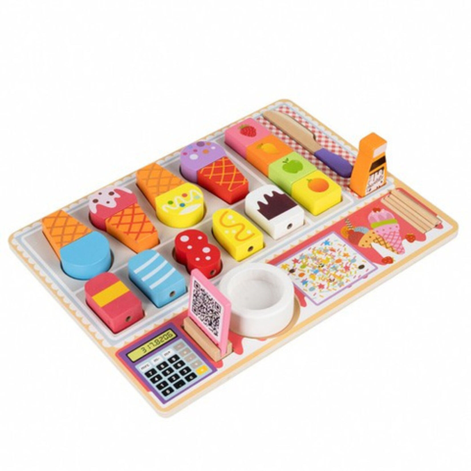 Bobbel Home Bobbel Home - Houten ijs set - ijs set Speelgoed - Kinder ijs set - Houten Speelgoed - Kinder speelgoed  - 32 Delig - Rollenspel Speelgoed Kinderen 3+