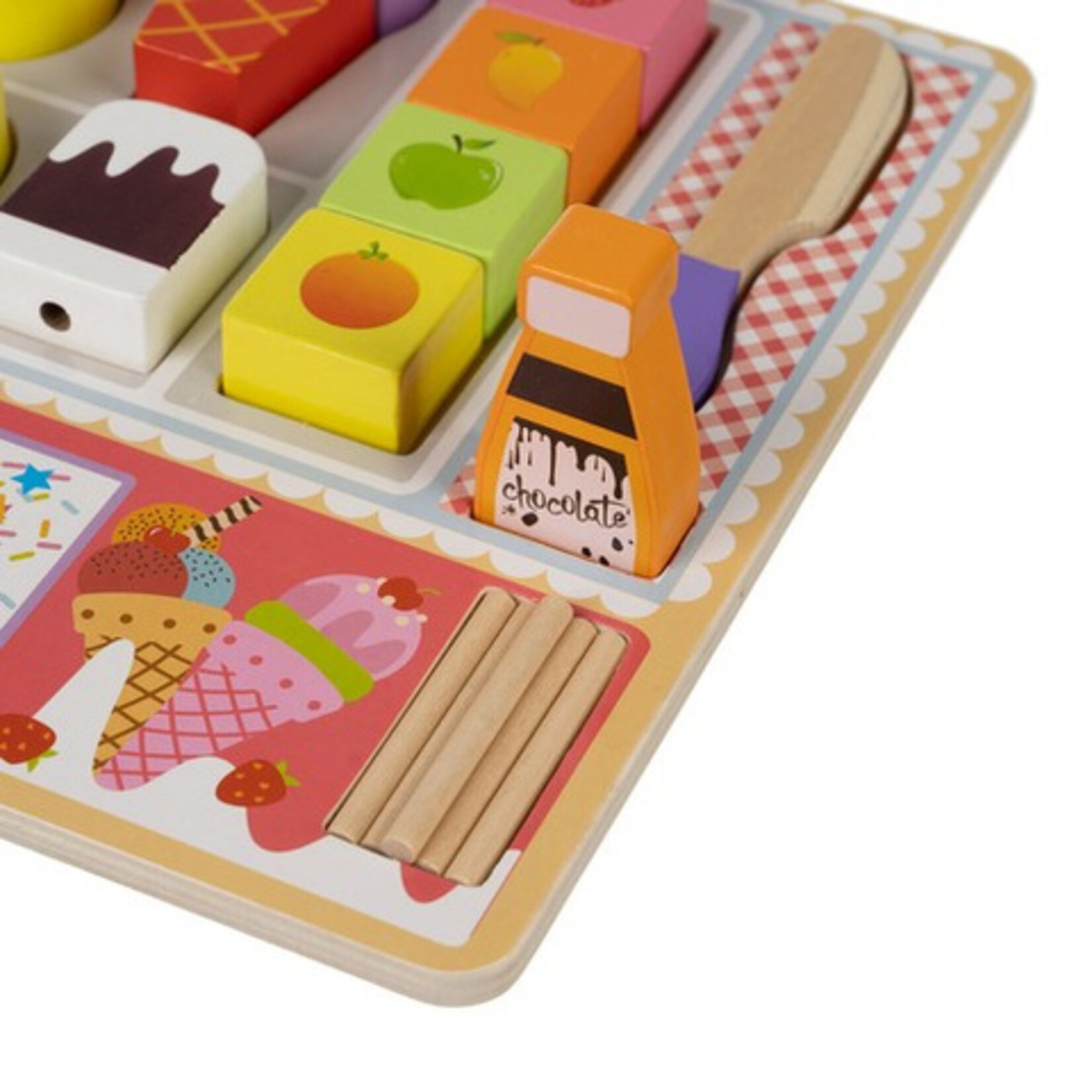 Bobbel Home Bobbel Home - Wooden ice cream set - Ice cream set Toys - Children's ice cream set - Wooden Toys - Children's toys  - 32 pieces - Role-playing Toys Children 3+