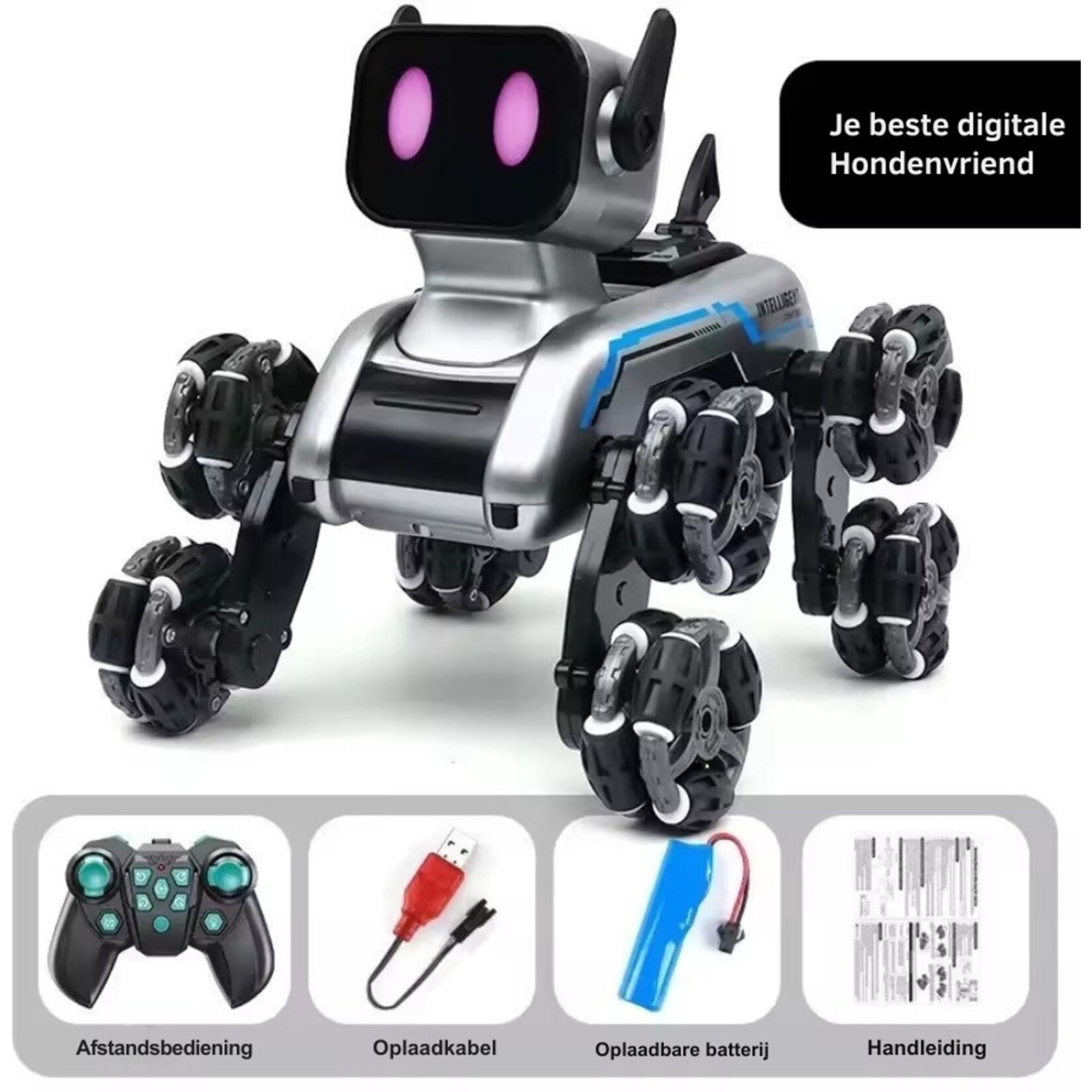 Dutch Wanted - Robot Dog - Remote-Controlled Dog - Interactive Dog - Rechargeable - With Remote Control