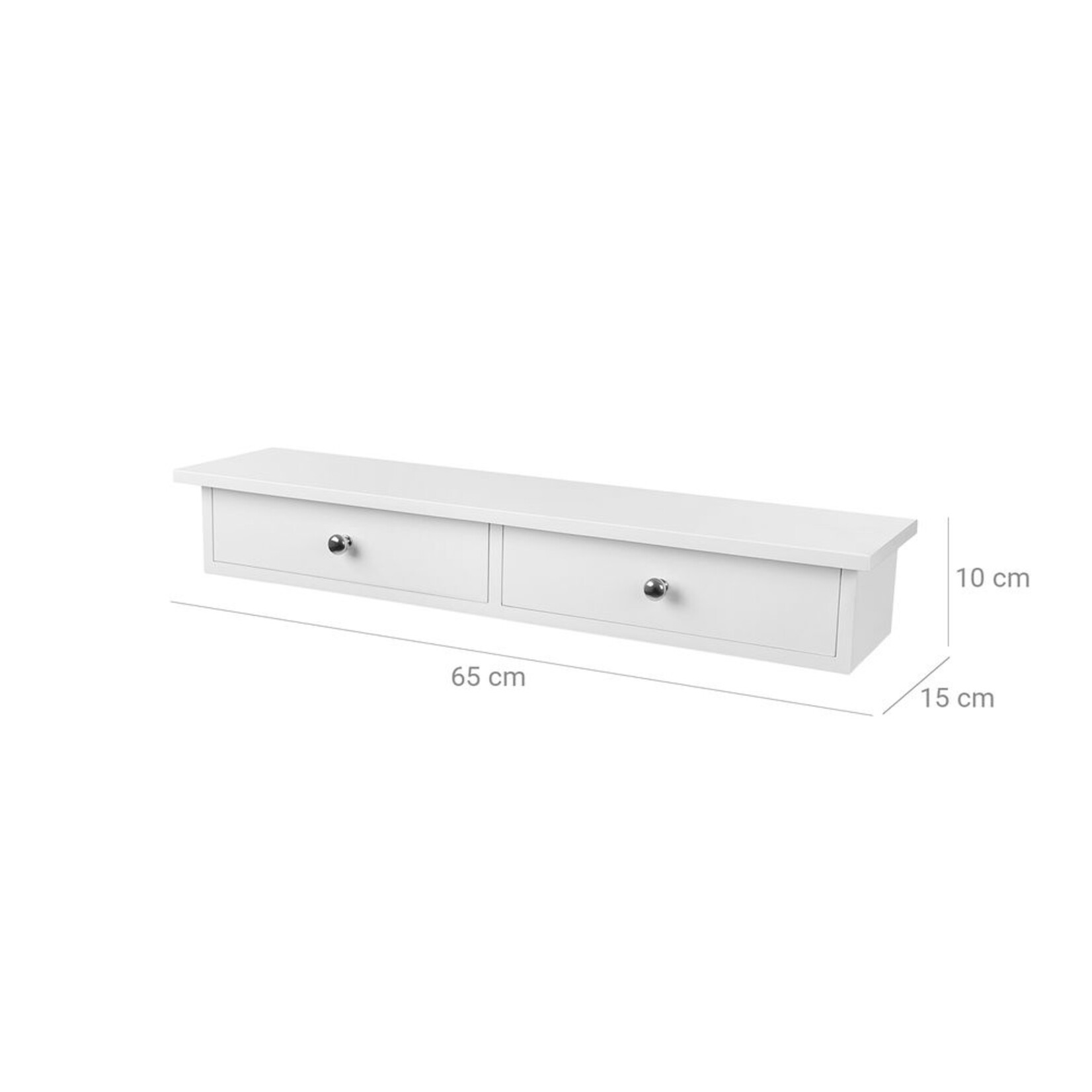 Bobbel Home Bobbel Home Wall Shelf with 2 Drawers – Floating Rack White 65 × 15 × 10 cm