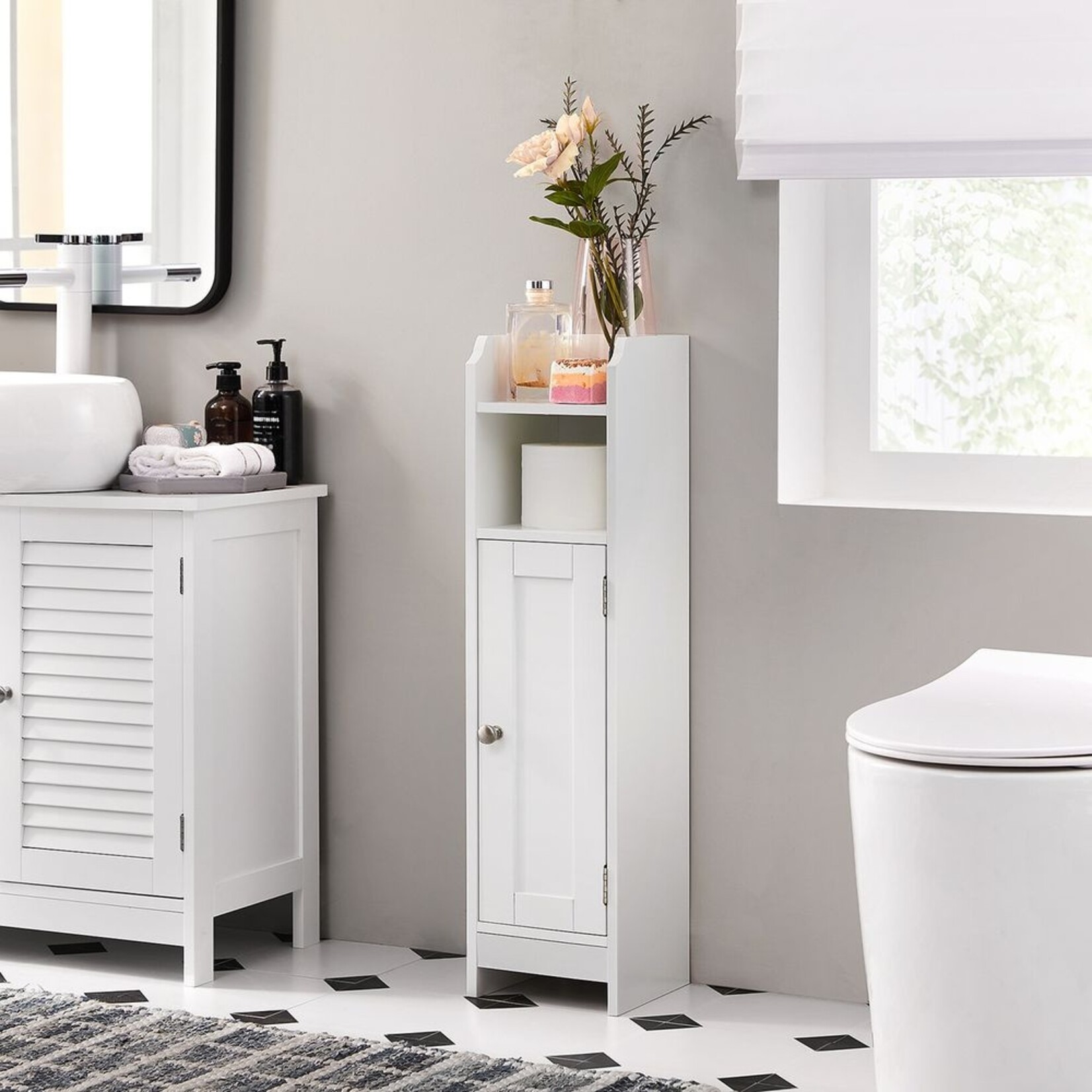 Bobbel Home Bobbel Home Narrow Bathroom Cabinet with Door and Adjustable Shelves – Space-saving 20 × 18 × 80 cm
