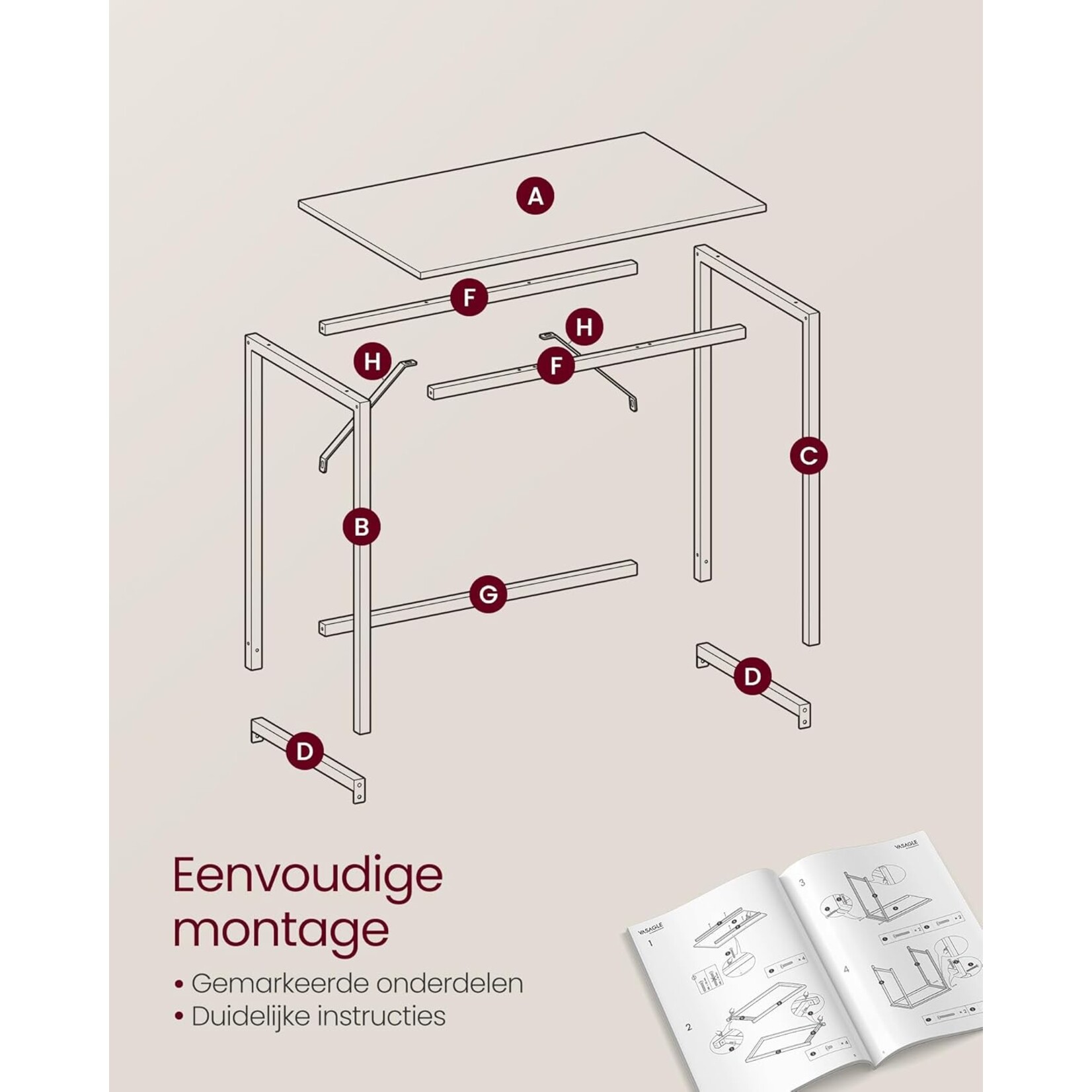 Bobbel Home Bobbel Home Desk with Drawer and Open Storage Space – Industrial Camel Brown 110 × 55 × 76 cm