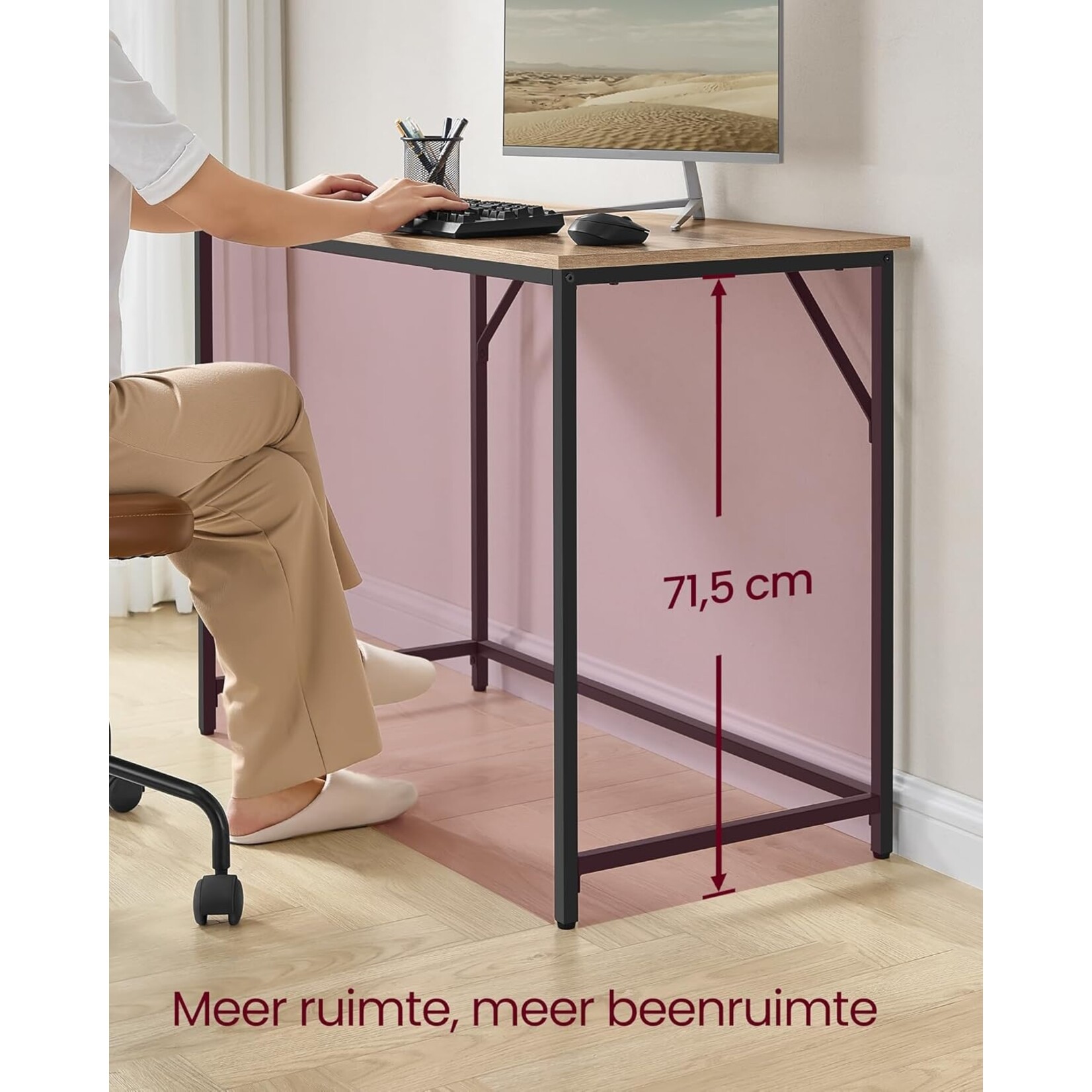 Bobbel Home Bobbel Home Bureau Met Lade En Open Opbergruimte – Industrieel Kameelbruin 110 × 55 × 76 cm