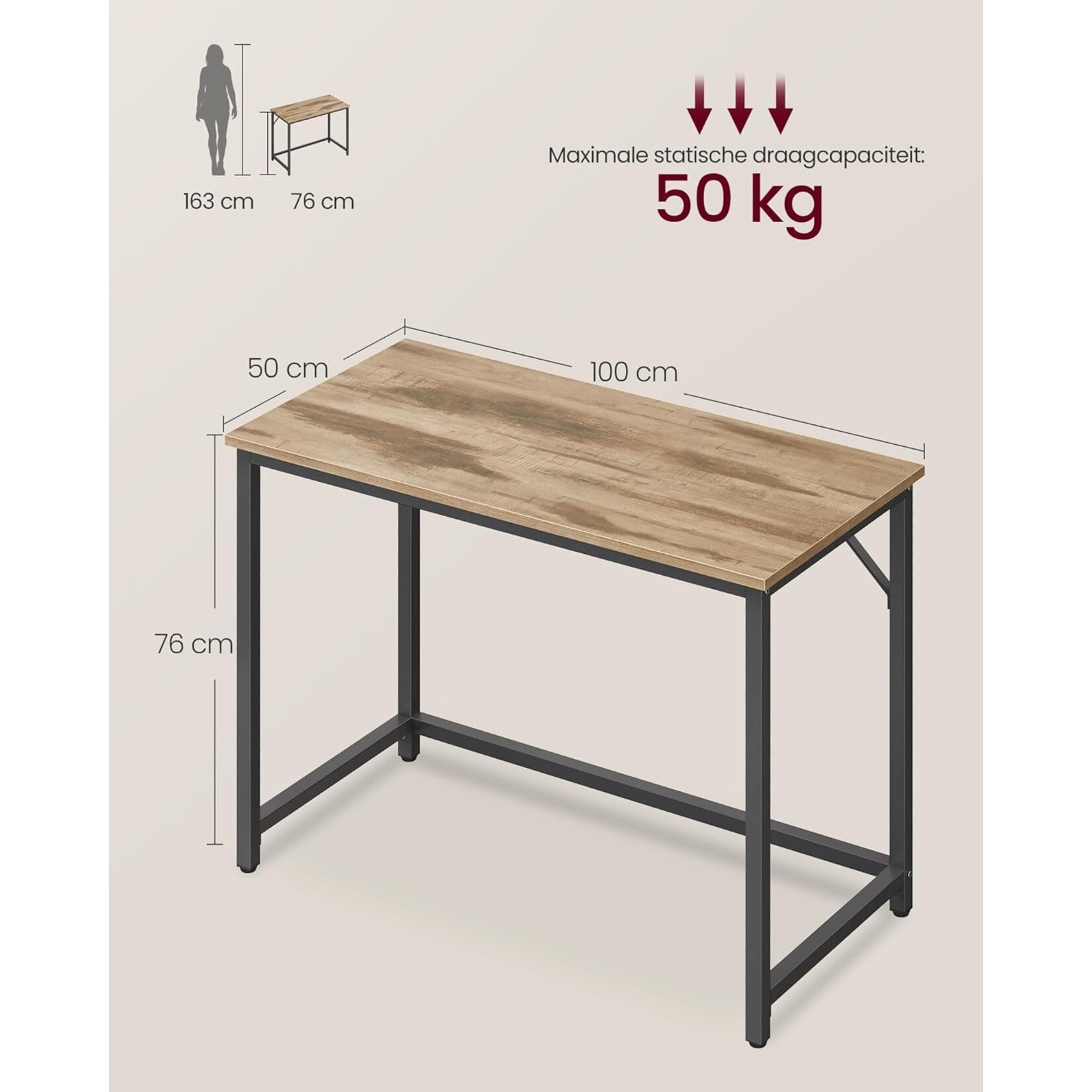 Bobbel Home Bobbel Home Desk with Drawer and Open Storage Space – Industrial Camel Brown 110 × 55 × 76 cm