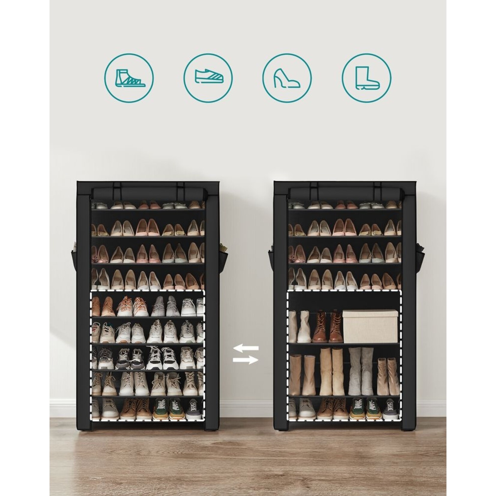 Bobbel Home Bobbel Home Schoenenkast Met 3-Laags Open Opslag – Stabiel Schoenenrek 60 × 25 × 70 cm