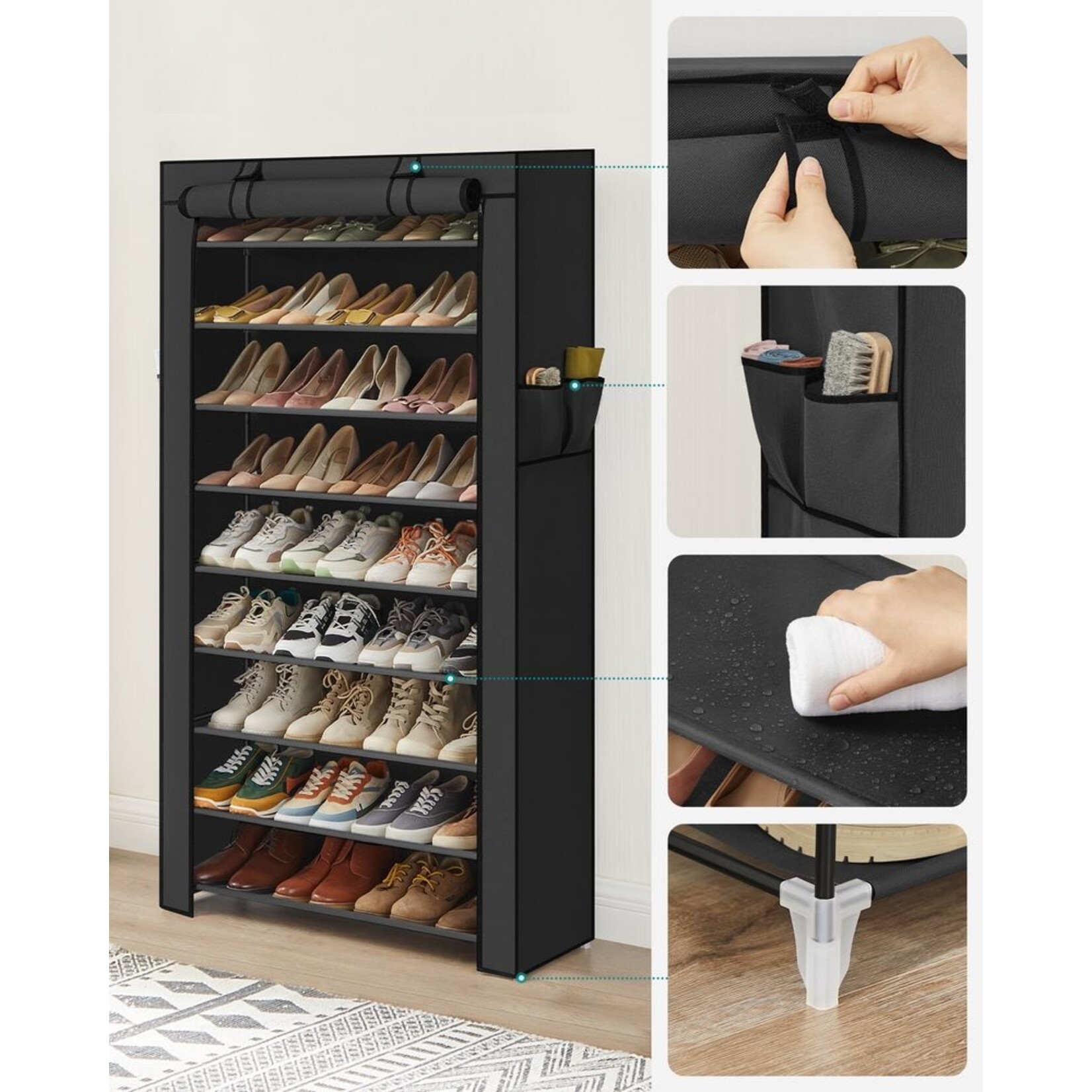 Bobbel Home Bobbel Home Shoe Cabinet with 3-Tier Open Storage – Stable Shoe Rack 60 × 25 × 70 cm