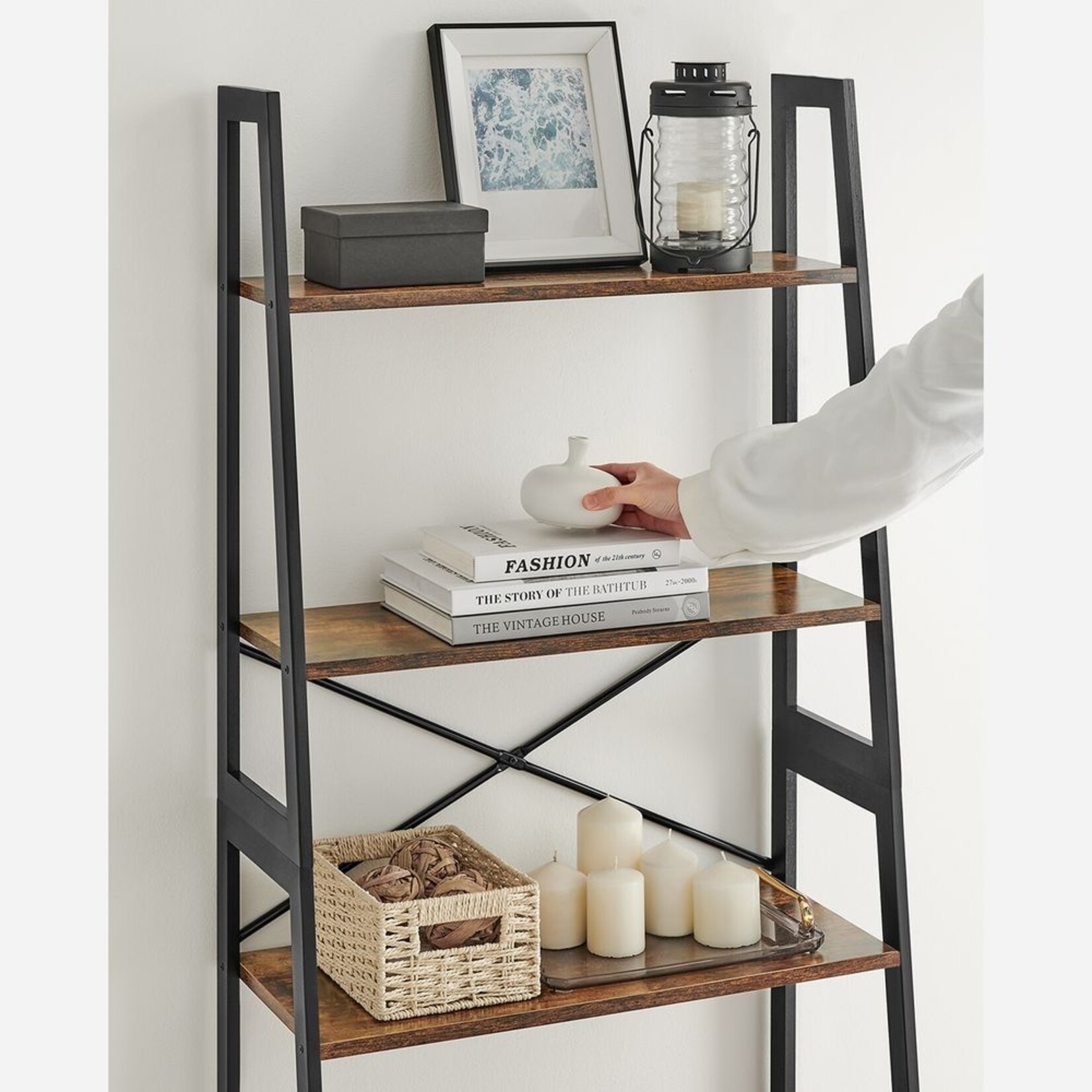 Bobbel Home Bobbel Home Industrial 5-Tier Bookcase Open Storage Cabinet Black-Brown 100 × 28 × 178 cm
