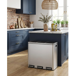 Bobbel Home Pedaalemmer 54 Liter - RVS Prullenbak 3 vakken - Trio Prullenbak 3 X 18 Liter - Prullenbak Afvalscheiding- Vuilnisbak voor huishouden en kantoor - Recycle Vuilbak keuken Afvalemmer - Afvalscheidingsprullenbakken