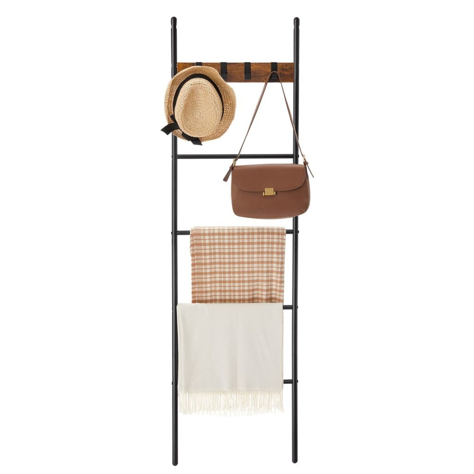 Bobbel Home Bobbel Home Industrial Towel & Ladder Rack With 5 Levels, 4 Hooks – 44 × 160 cm