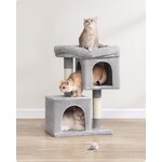 Bobbel Home Bobbel Home Cat House with Scratching Posts, 2 Holes and Platform – 67 cm Light Gray