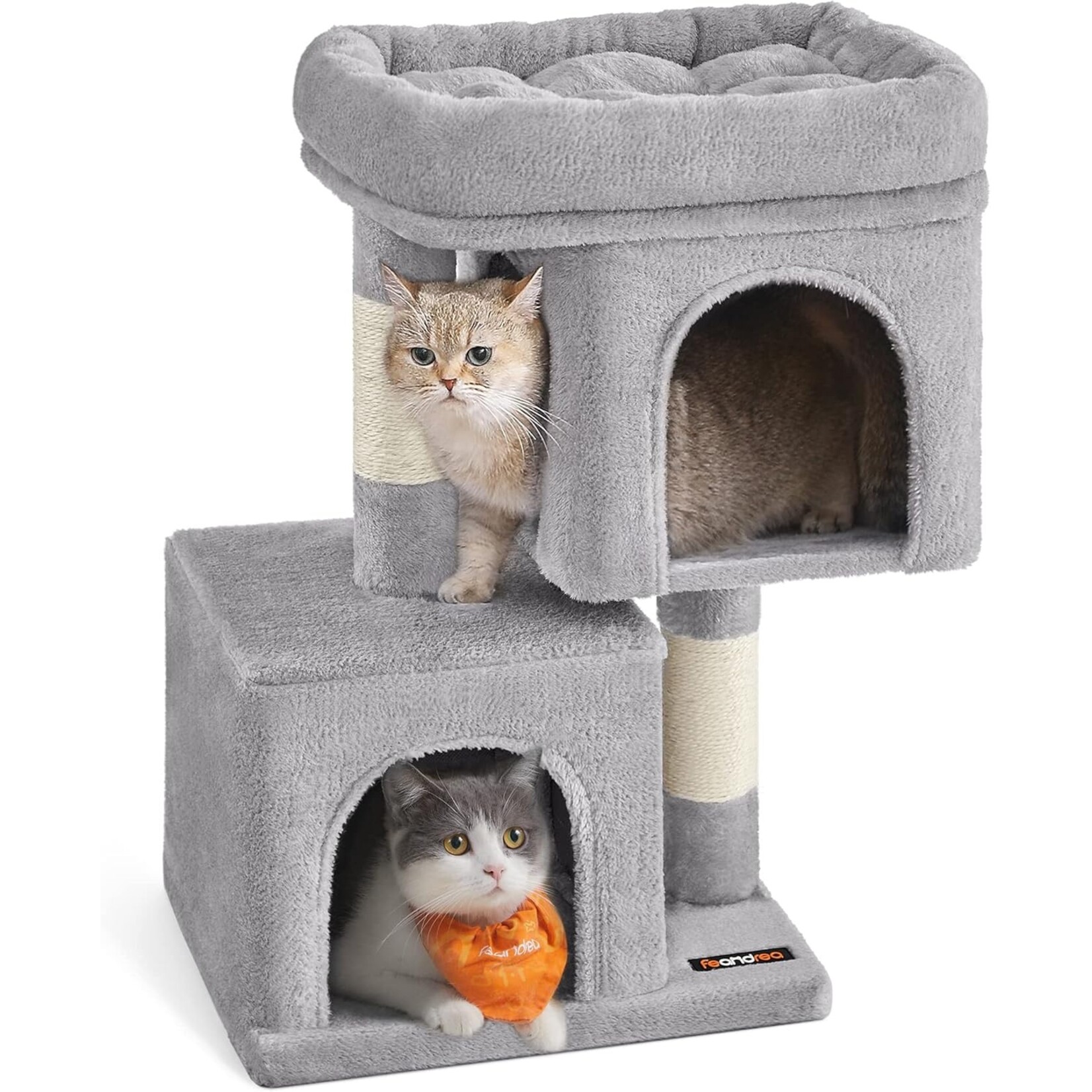 Bobbel Home Bobbel Home Kattenhuis Met Krabpalen, 2 Holletjes En Platform – 67 cm Lichtgrijs