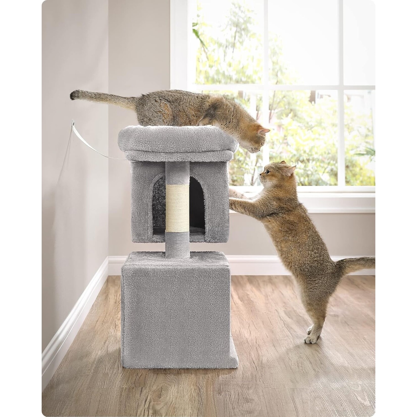 Bobbel Home Bobbel Home Kattenhuis Met Krabpalen, 2 Holletjes En Platform – 67 cm Lichtgrijs
