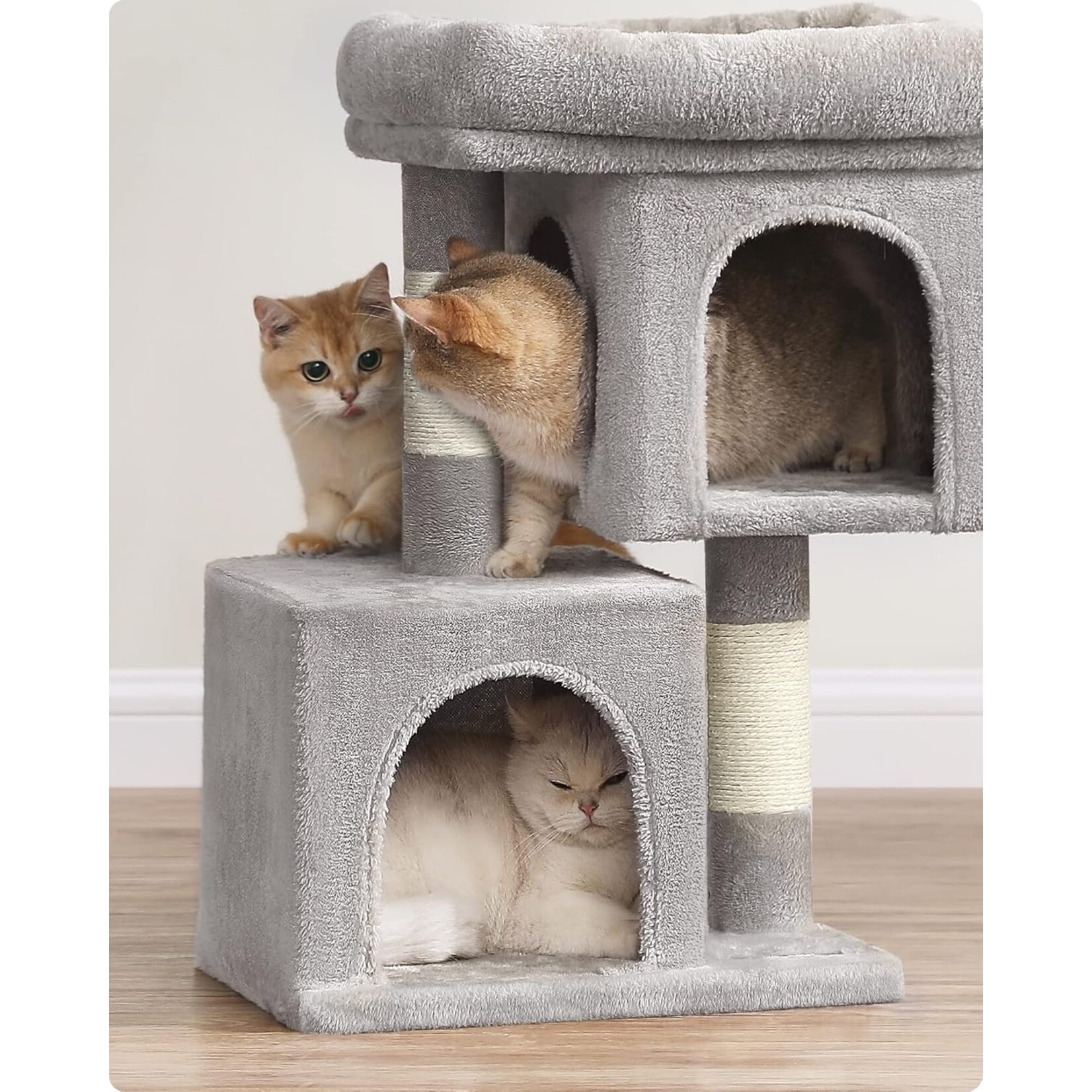 Bobbel Home Bobbel Home Kattenhuis Met Krabpalen, 2 Holletjes En Platform – 67 cm Lichtgrijs