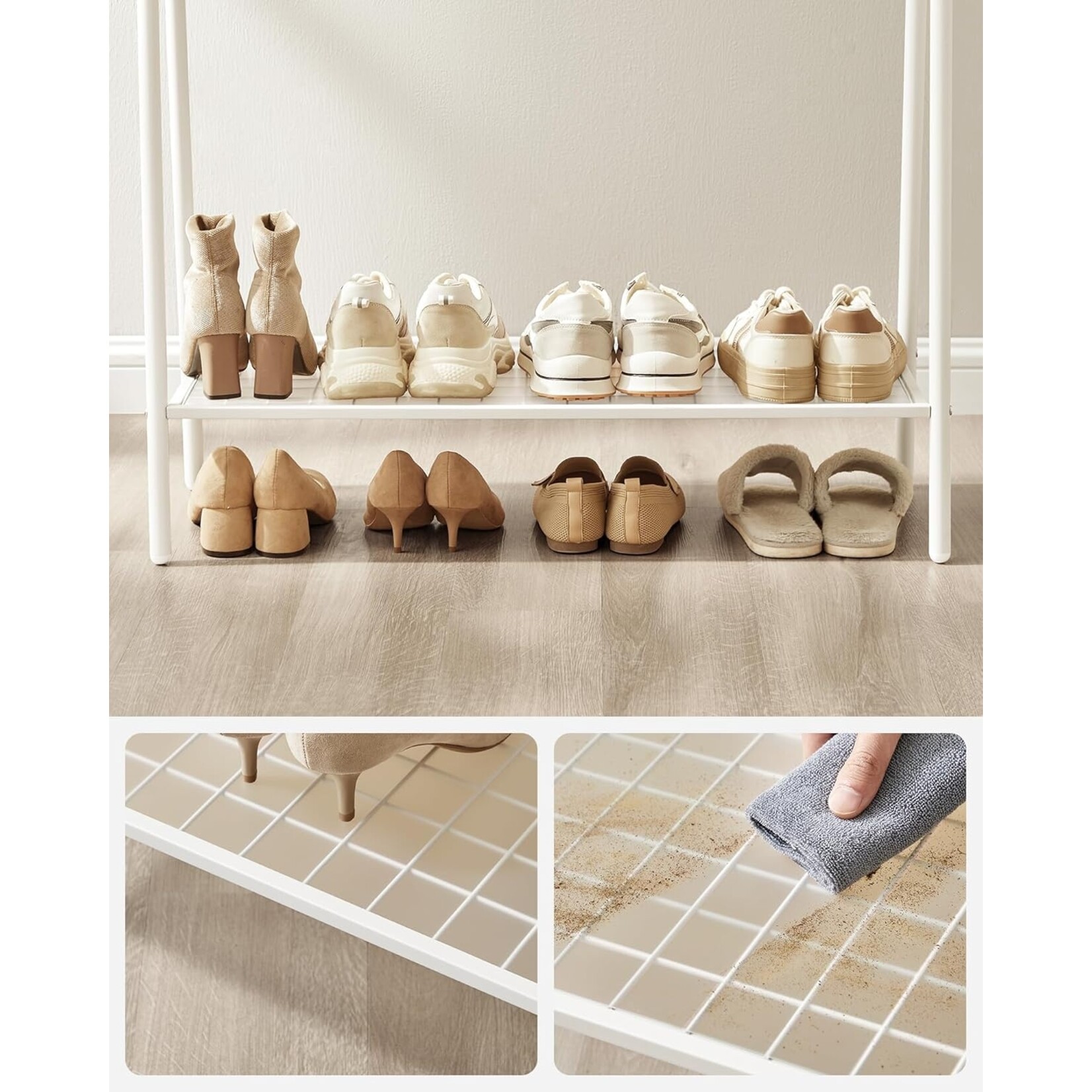 Bobbel Home Bobbel Home Freestanding Clothes Rack With Rod and Shelf White-Metal 92.5 × 33.5 × 153 cm